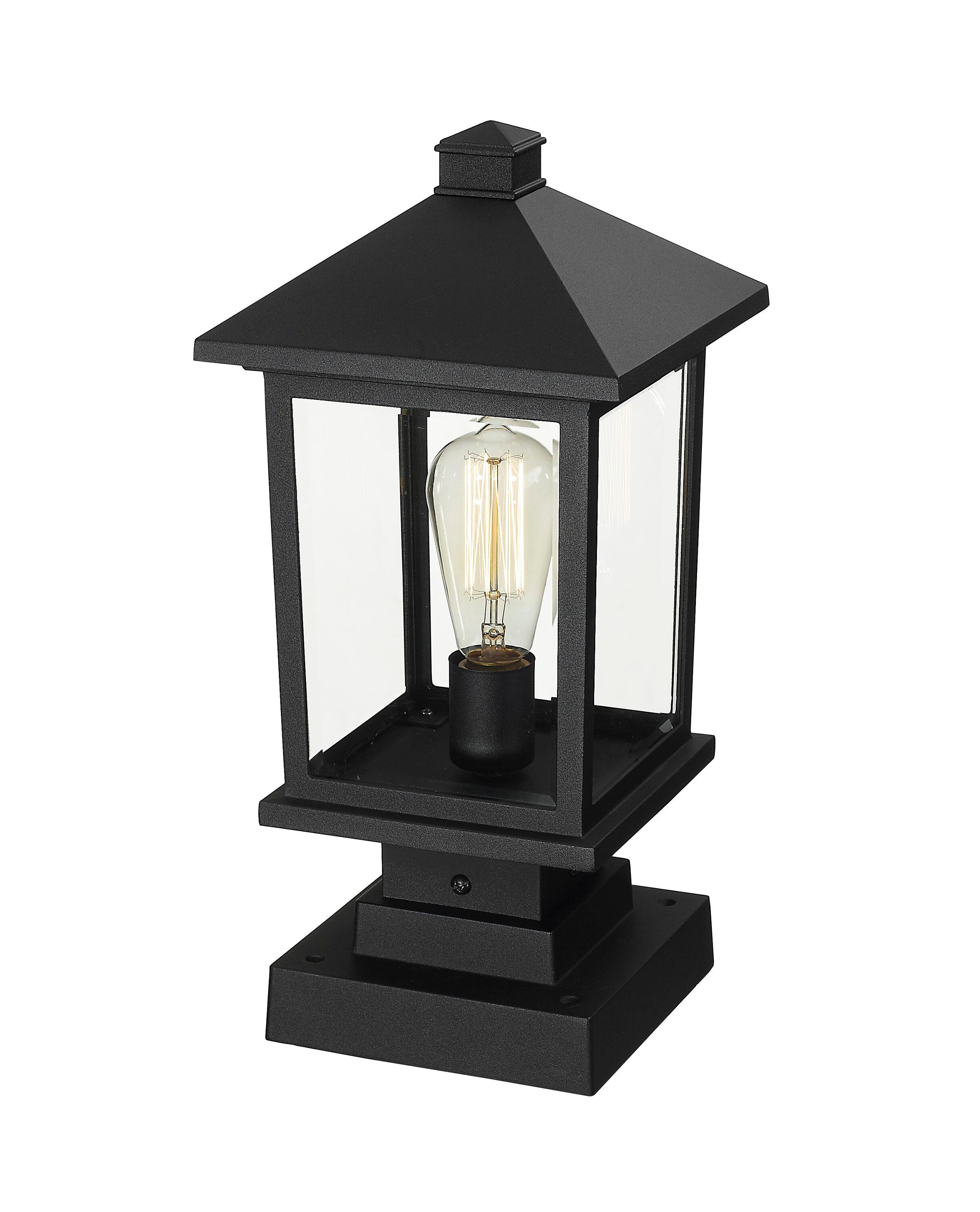 Z-Lite 531Phms-Sqpm Portland 16.875" Tall 1 Light Outdoor Lantern Pier Mount Light - Black