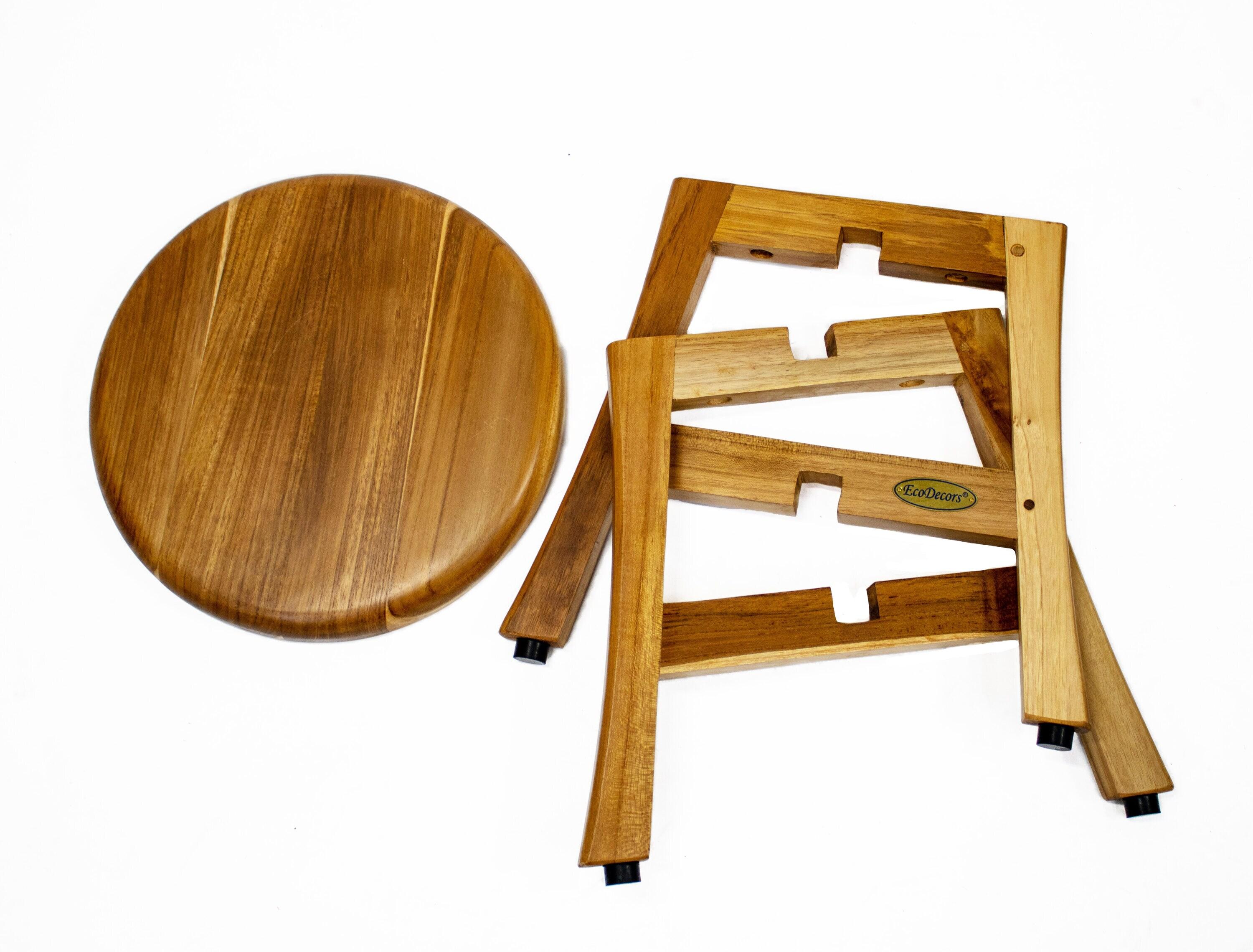 EcoDecors Shoji Teak Shower Stool 18" High Solid Teak Wood Shower Stool/Seat in Earthy Teak & Reviews | Wayfair