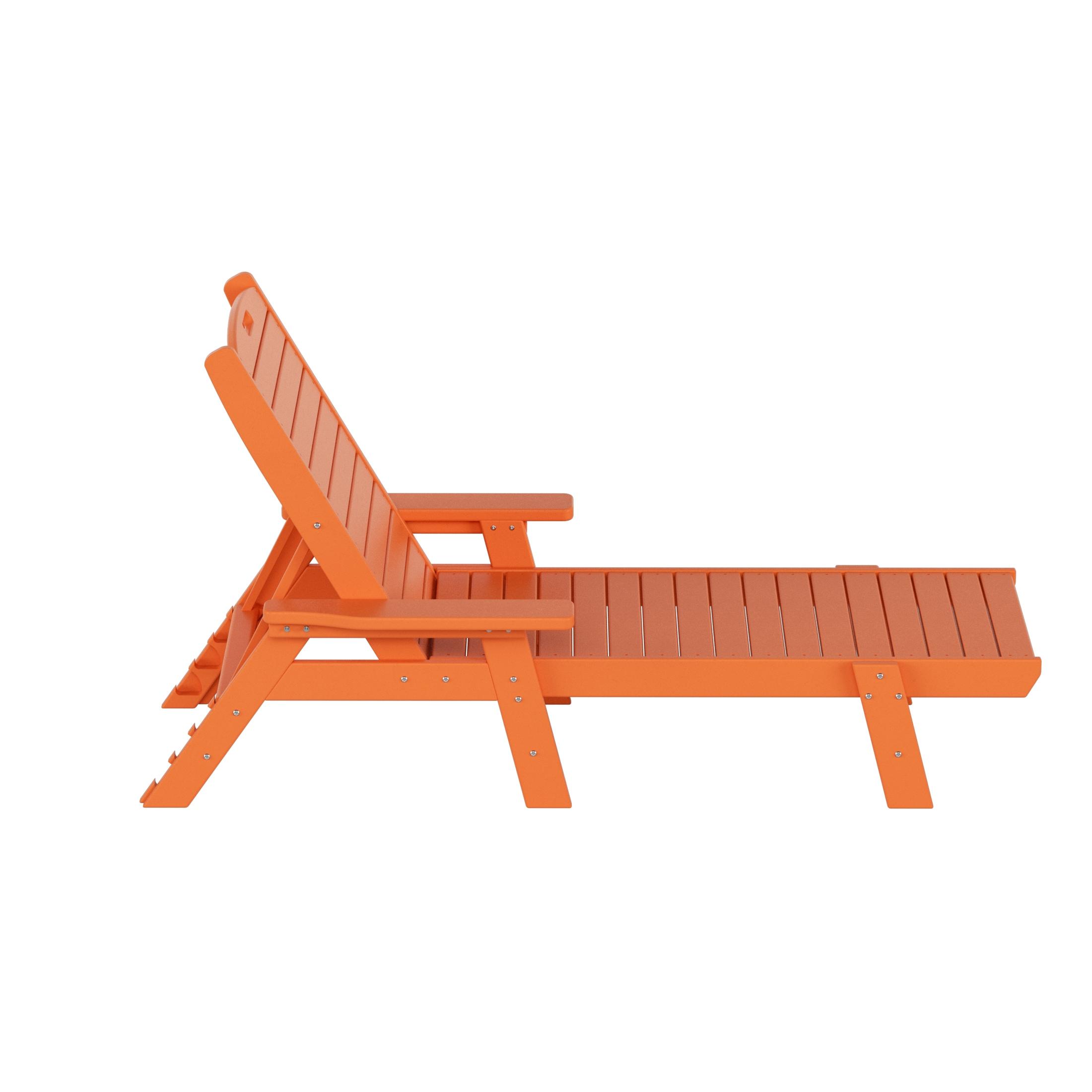 Polytrends  Laguna Hdpe All Weather Outdoor Patio Pool Reclining Chaise Lounge Orange