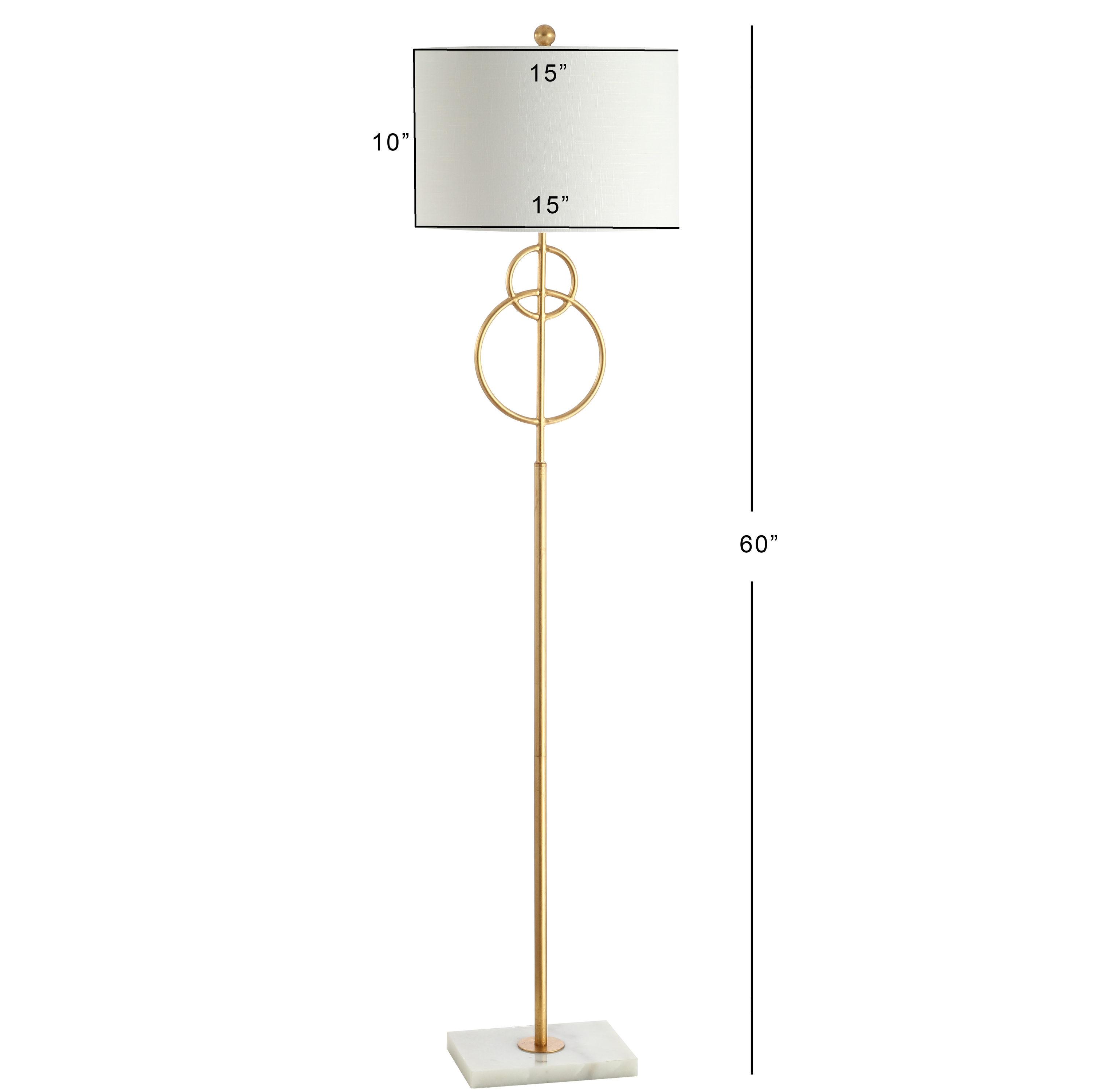 JONATHAN Y JYL1097A Haines 60" Modern Circle Marble/Metal LED Floor Lamp, Classic, Glam, Transitional for living room, dinning room, bedroom, office Bulb Included, Gold