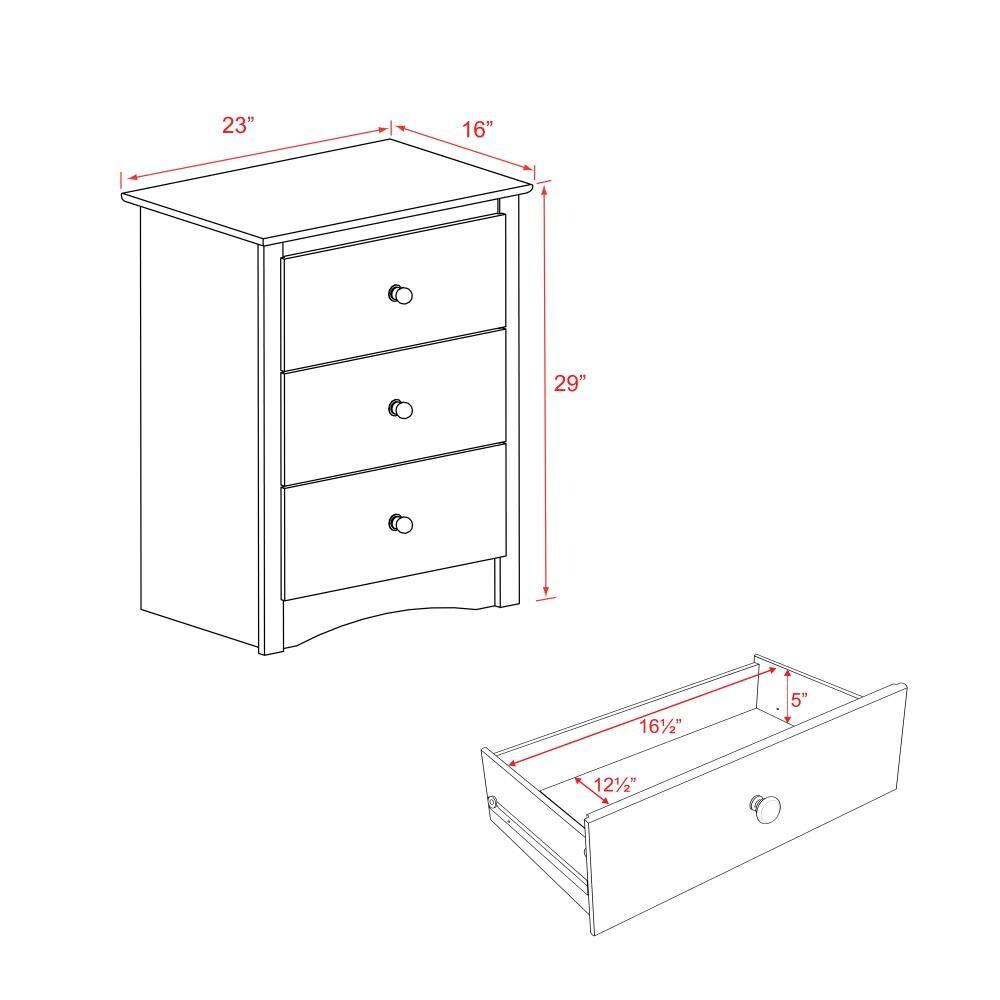 Prepac Fremont Nightstand - Espresso: Wood Composite, 3 Storage Drawers, Bedroom Furniture