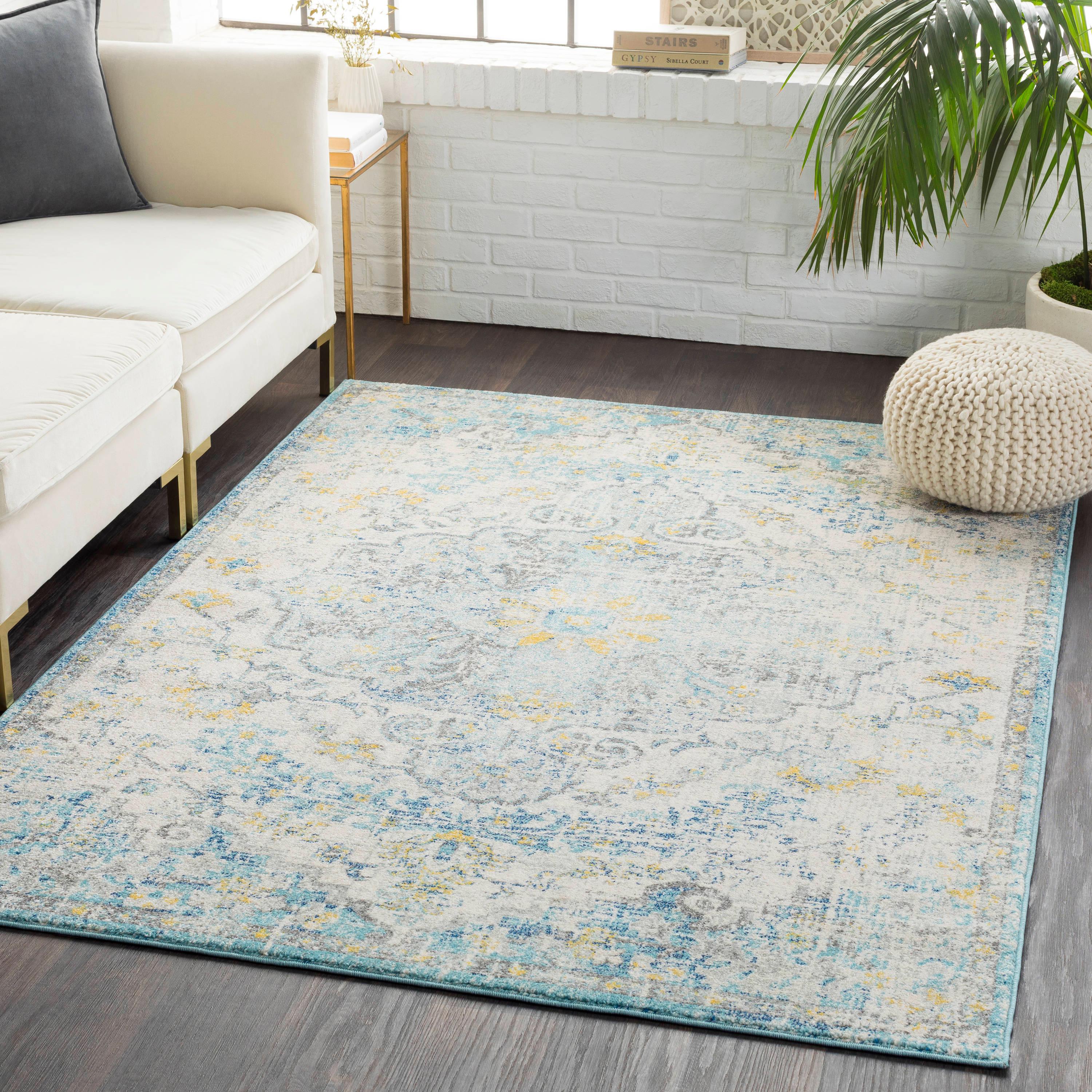 Livabliss 3'11"x5'7" Abby Traditional Rugs Cream/Charcoal: Medium Pile, Stain & Fade-Resistant, Indoor Use