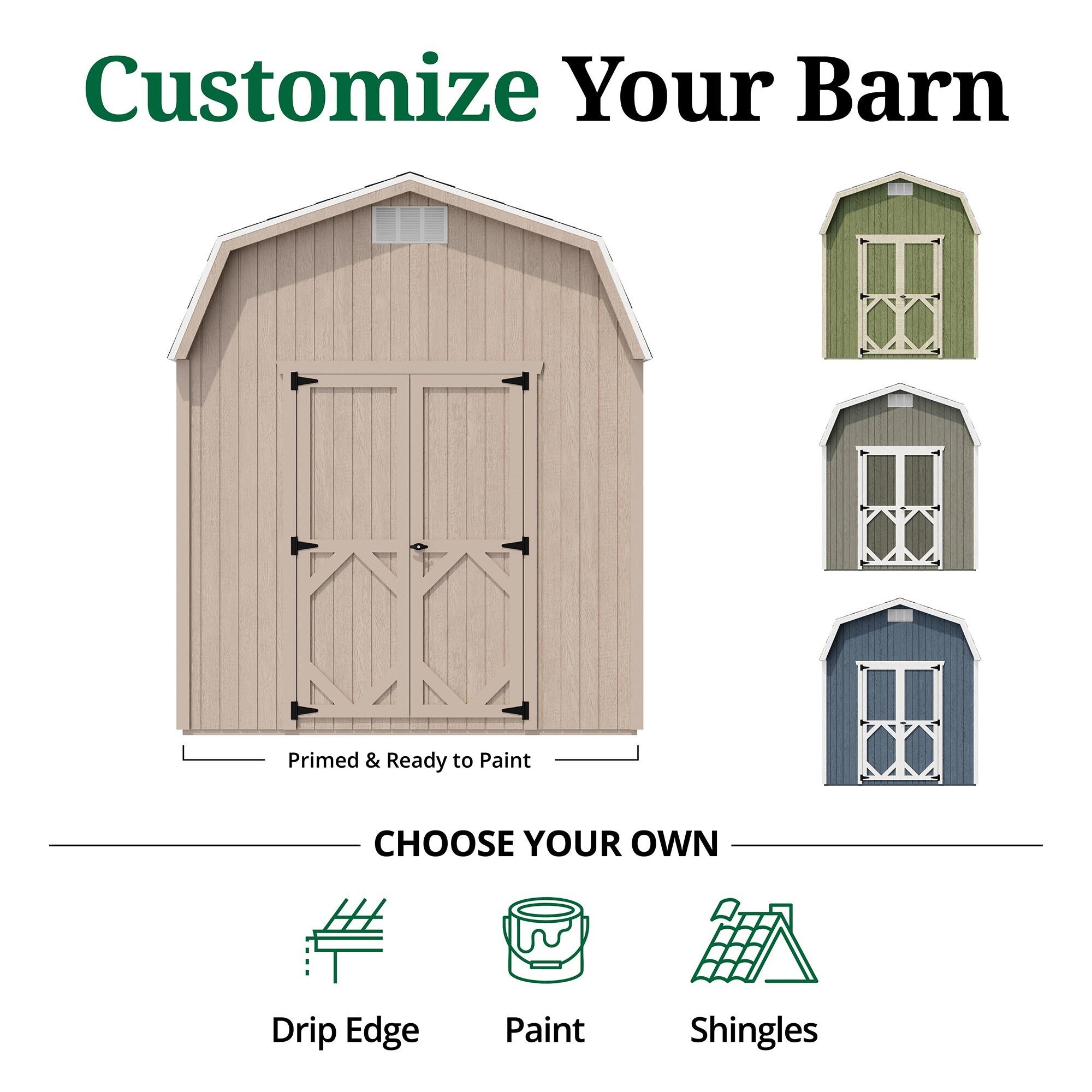 Little Cottage Co. 8x14 Classic Gambrel Barn with 6 ft. Sidewalls, Outdoor Wood Storage Shed Do-It-Yourself Precut Kit