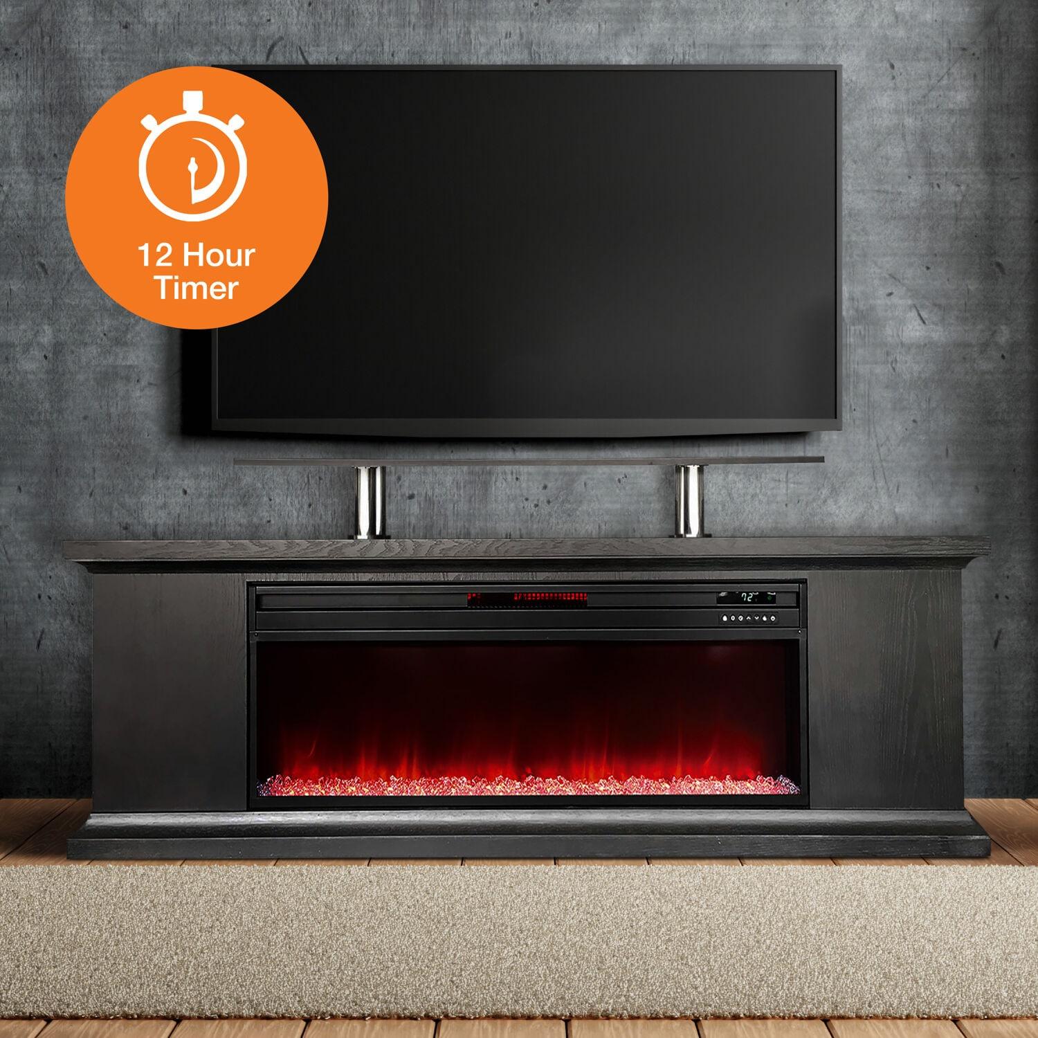 Lifesmart TV Stand for TVs up to 72" with Electric Fireplace Included