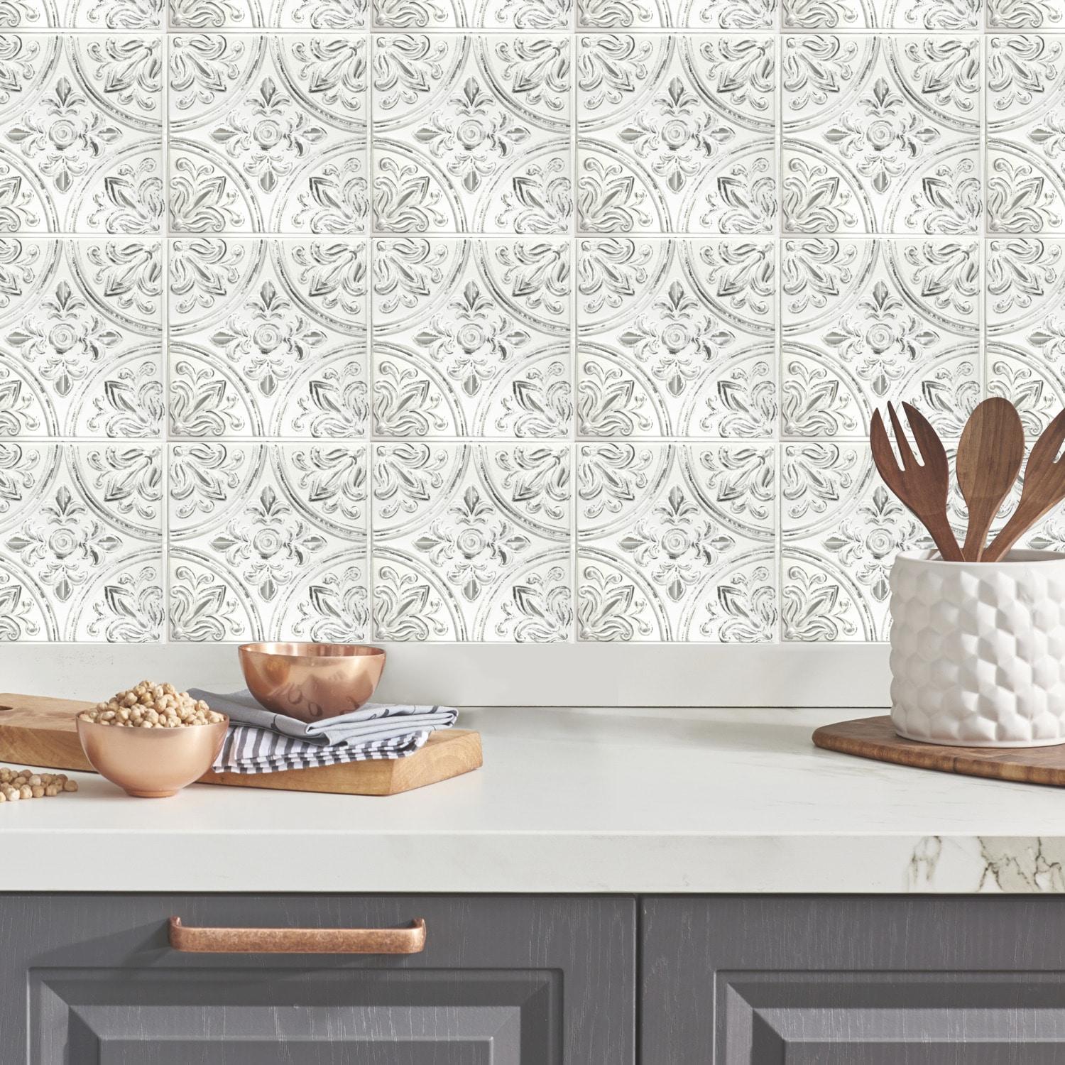 10.5'' W x 10.5'' L PVC Peel and Stick Field Tile