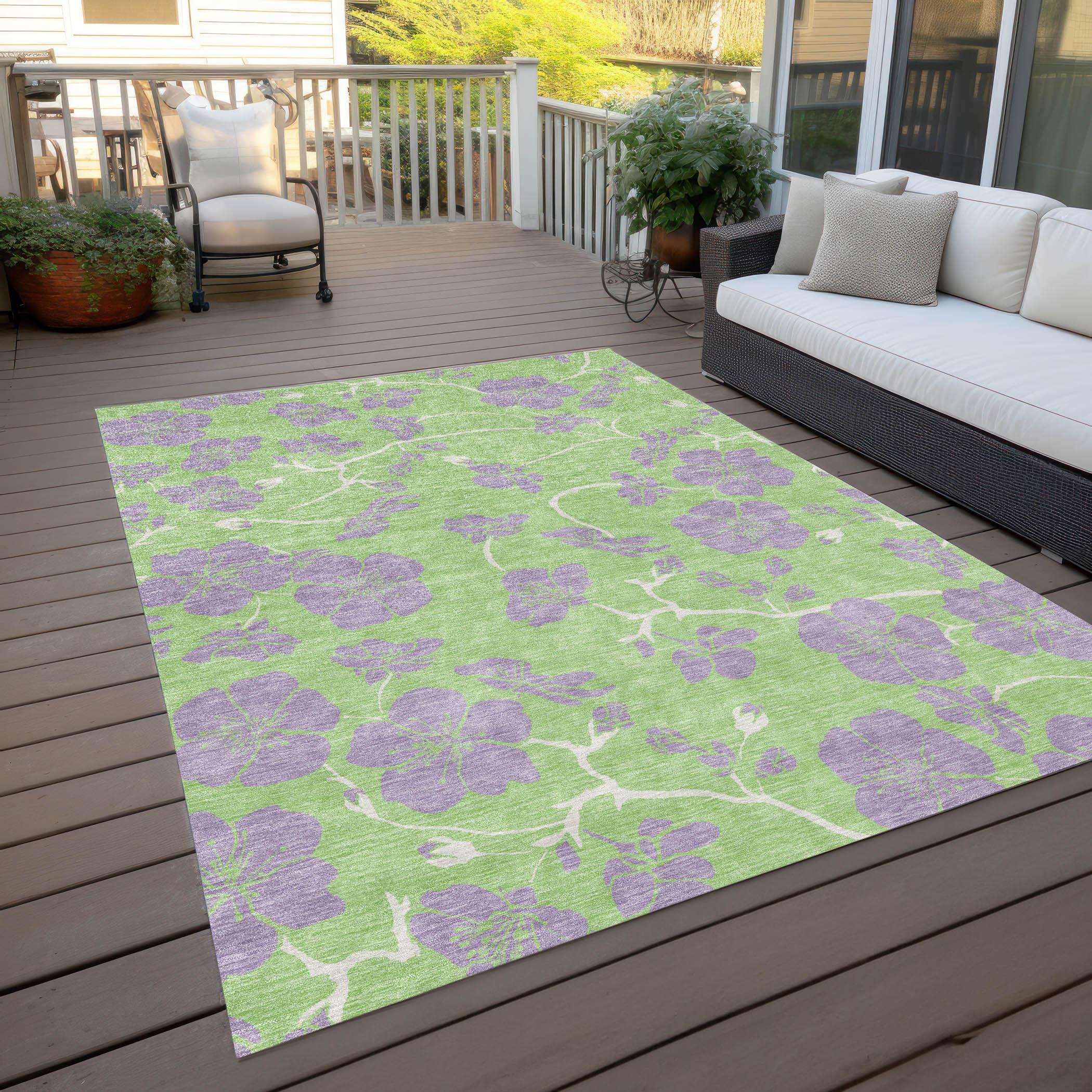 Addison Rugs Chantille Indoor/Outdoor Transitional Floral Mint Washable Rectangle Rug, 2'6" x 3'10"
