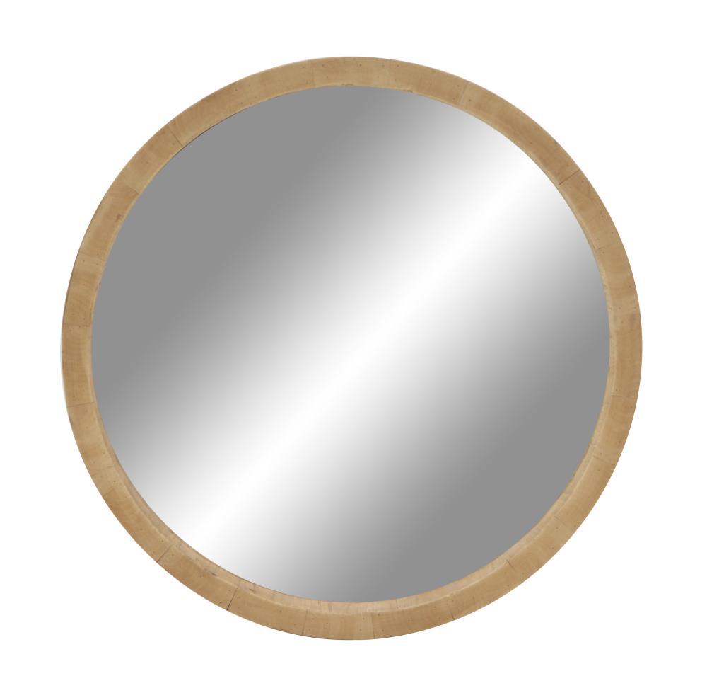 DecMode 32" x 32" Brown Minimalistic Wall Mirror with Natural Wood Grains