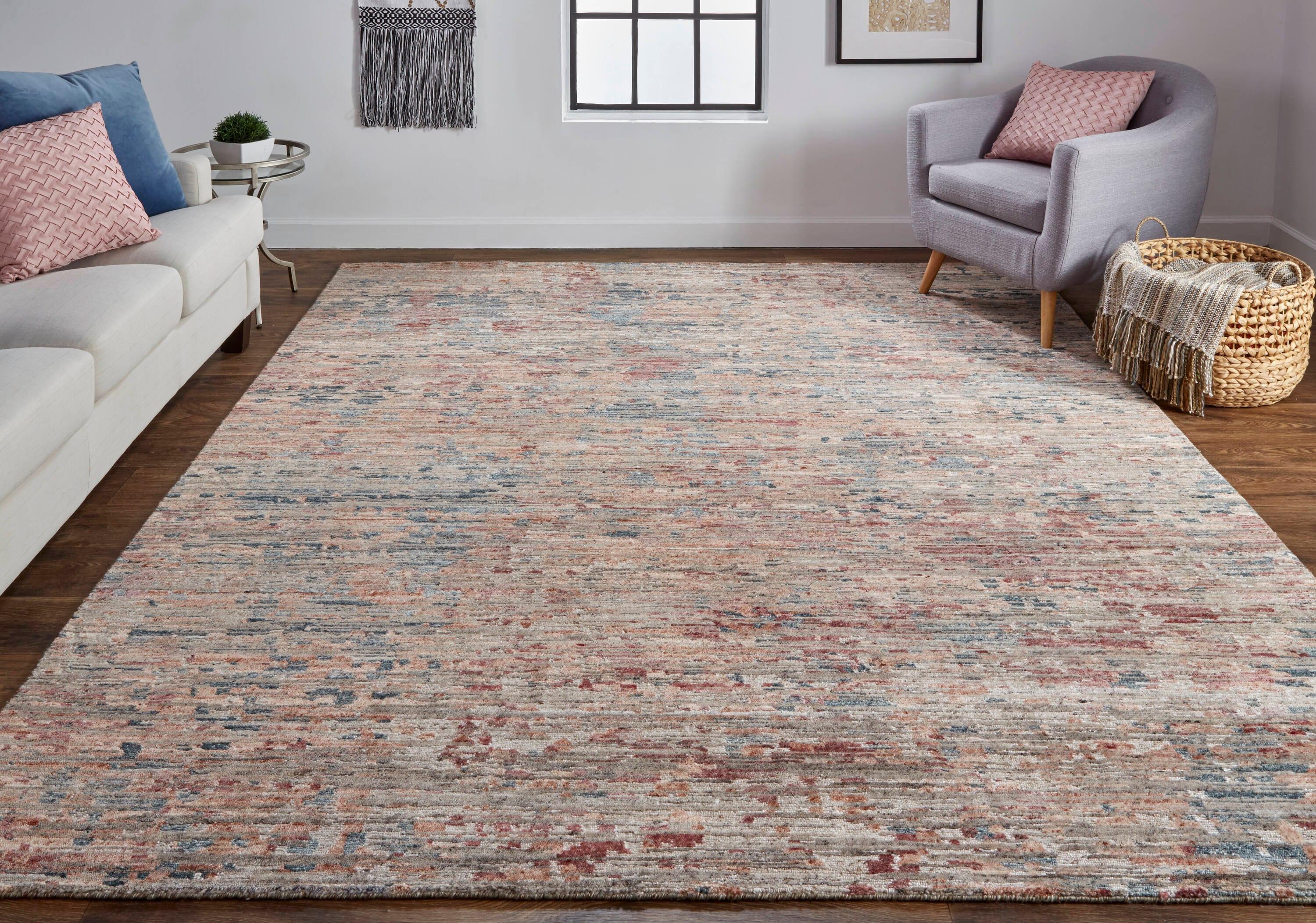 Clarkson Blue and Rust Hand-Knotted Wool Area Rug