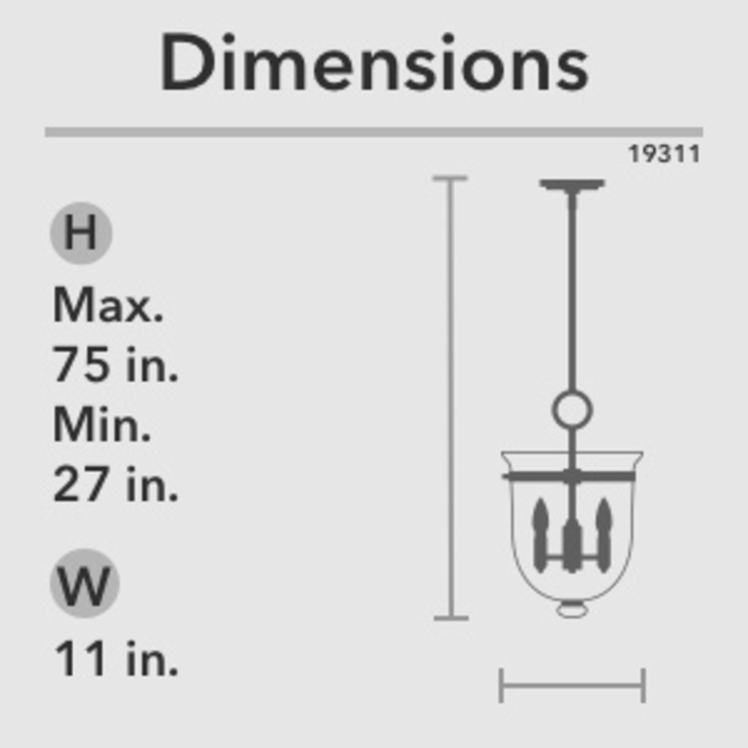 Hunter Fan Belltown 3 Light Urn Pendant