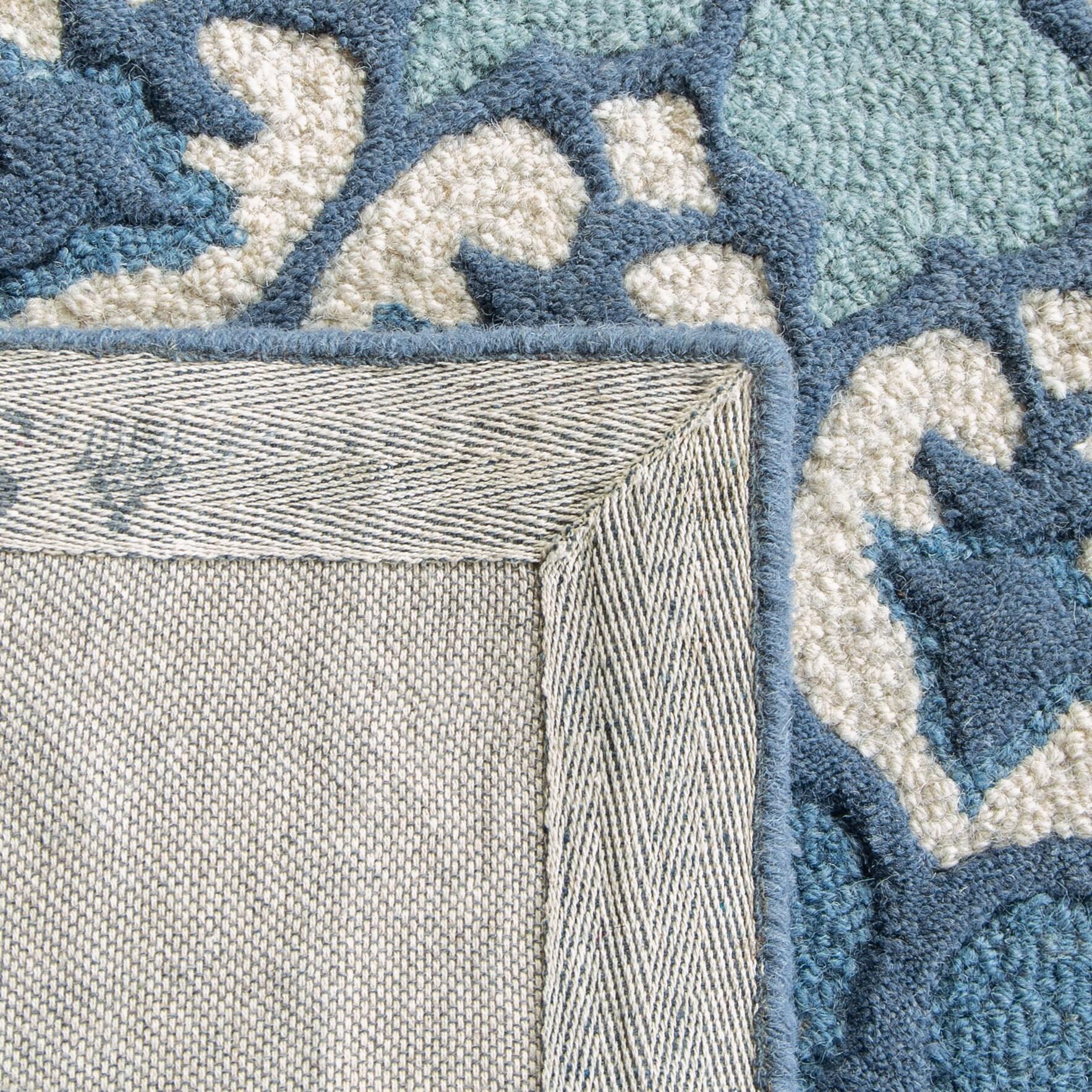 Bellagio BLG610 Hand Tufted Area Rug - Ivory/Blue - 5'x5' - Safavieh.