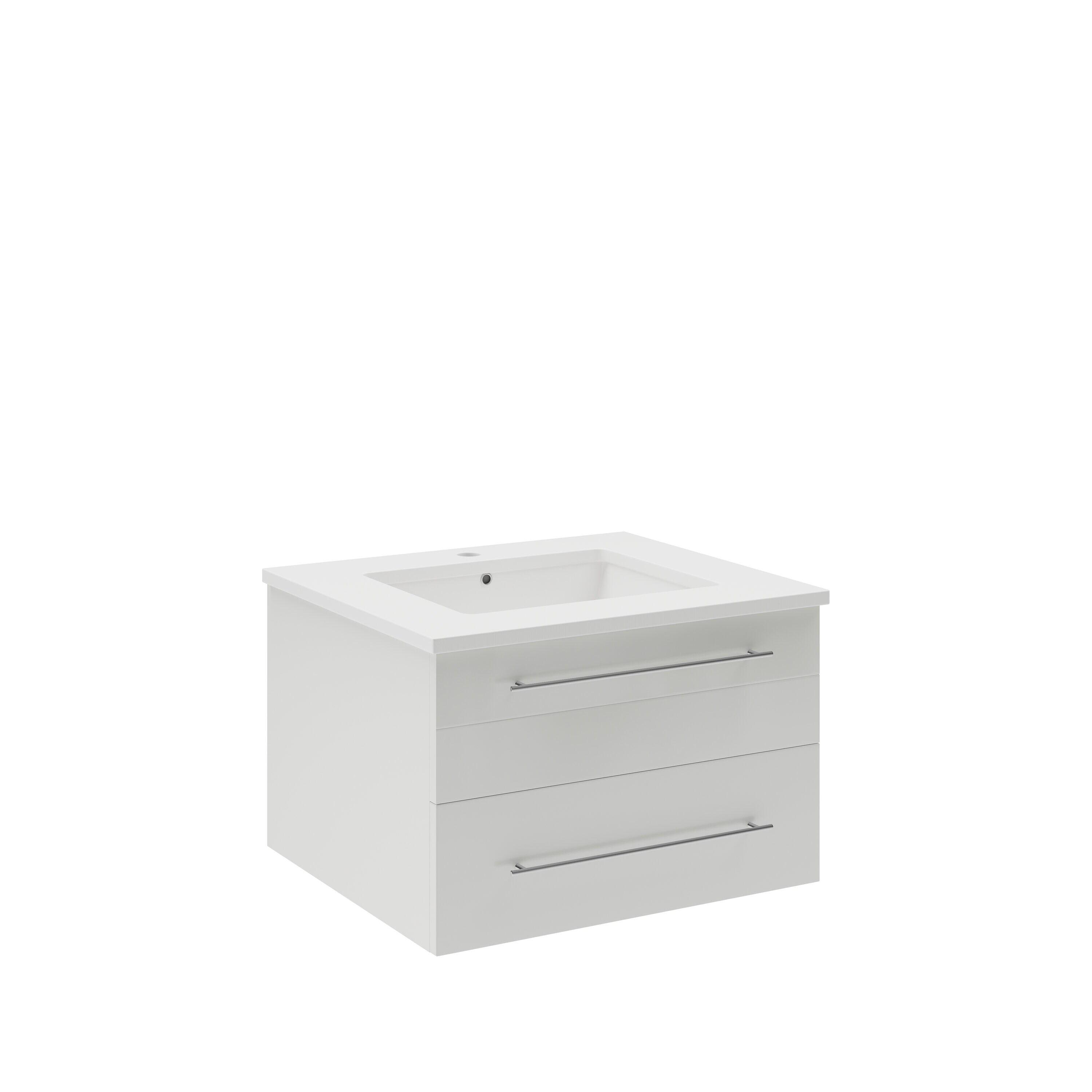 Lucera 24" Wall Mount Modern Single Sink Bathroom Vanity with Top and Undermount Sink