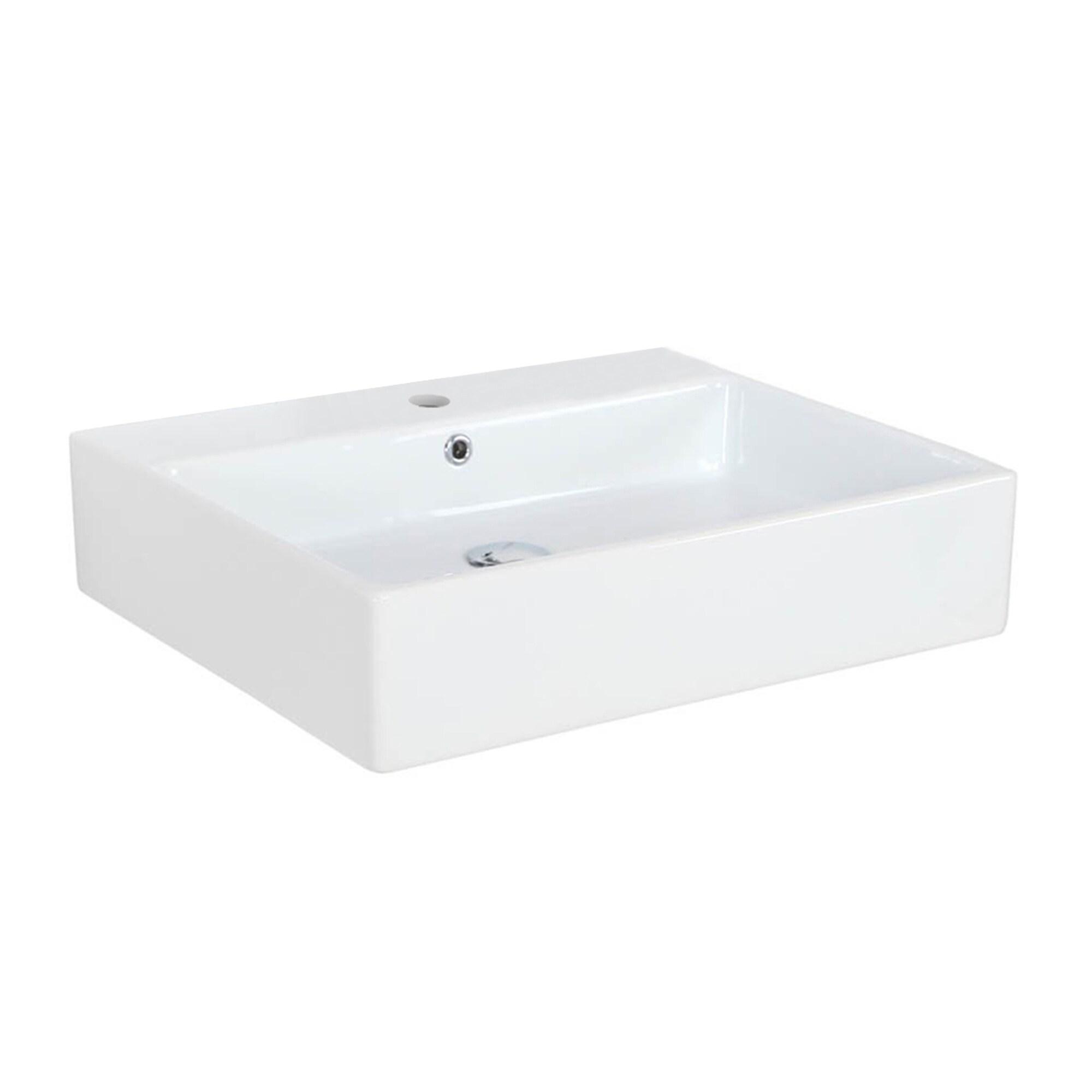 Simple 60.50A.01 Wall Mount/Vessel Bathroom Sink in Ceramic White with One Faucet Hole