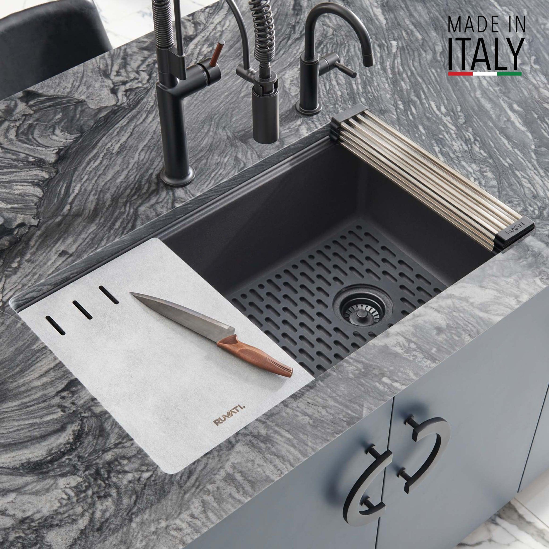 Ruvati 33-inch Undermount Workstation Granite Composite Kitchen Sink