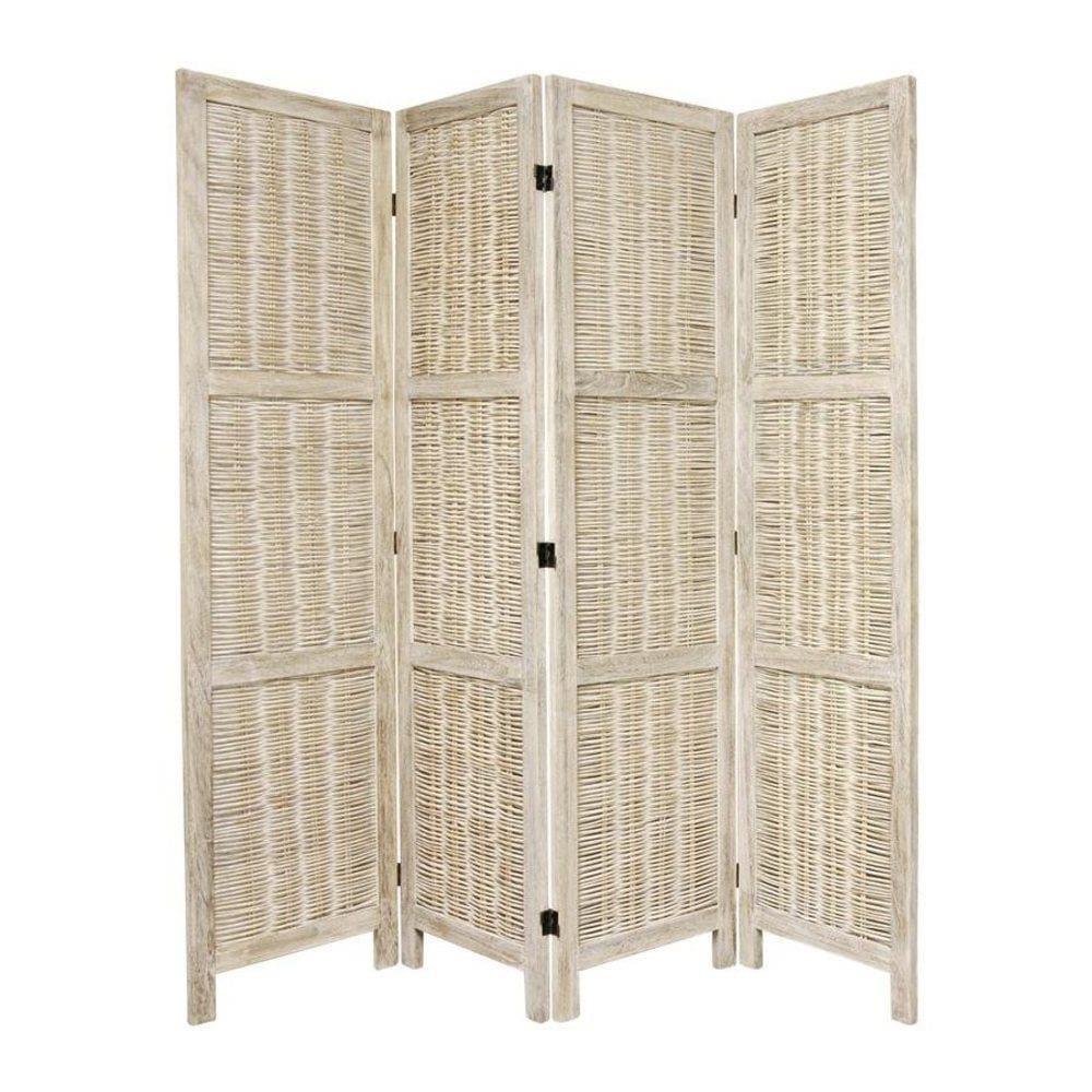 5 1/2 ft. Tall Bamboo Matchstick Woven Room Divider - Burnt White (4 Panel)