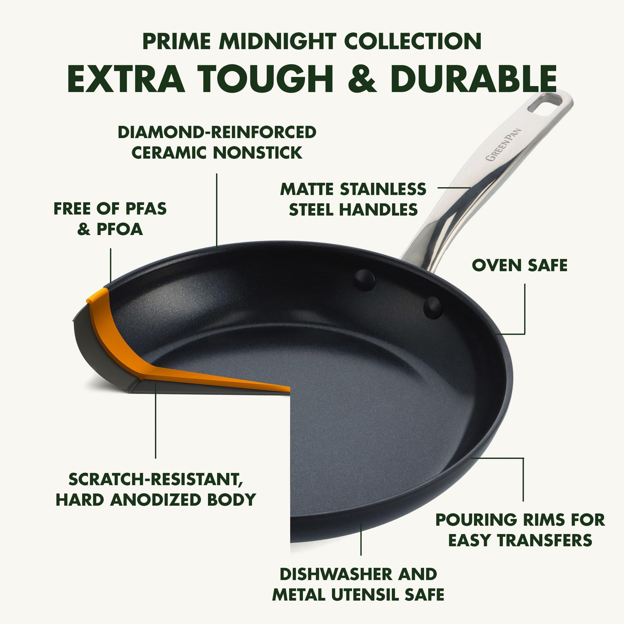 GreenPan GreenPan Chatham Black Prime Midnight Healthy Ceramic Nonstick, 5 Piece Cookware Set