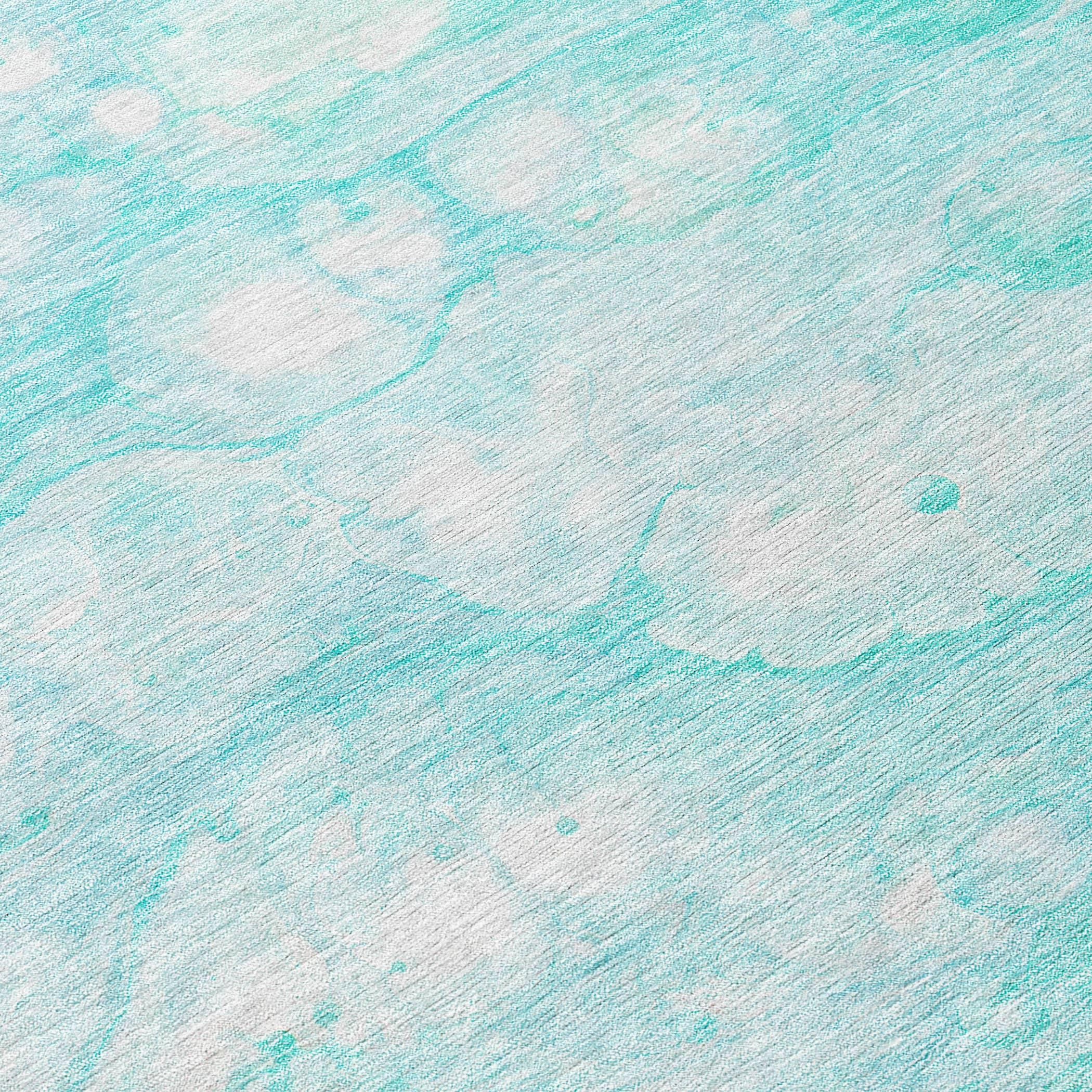 Addison Rugs Chantille Indoor/Outdoor Transitional Abstract Aqua Washable Rectangle Rug, 2'6" x 3'10"