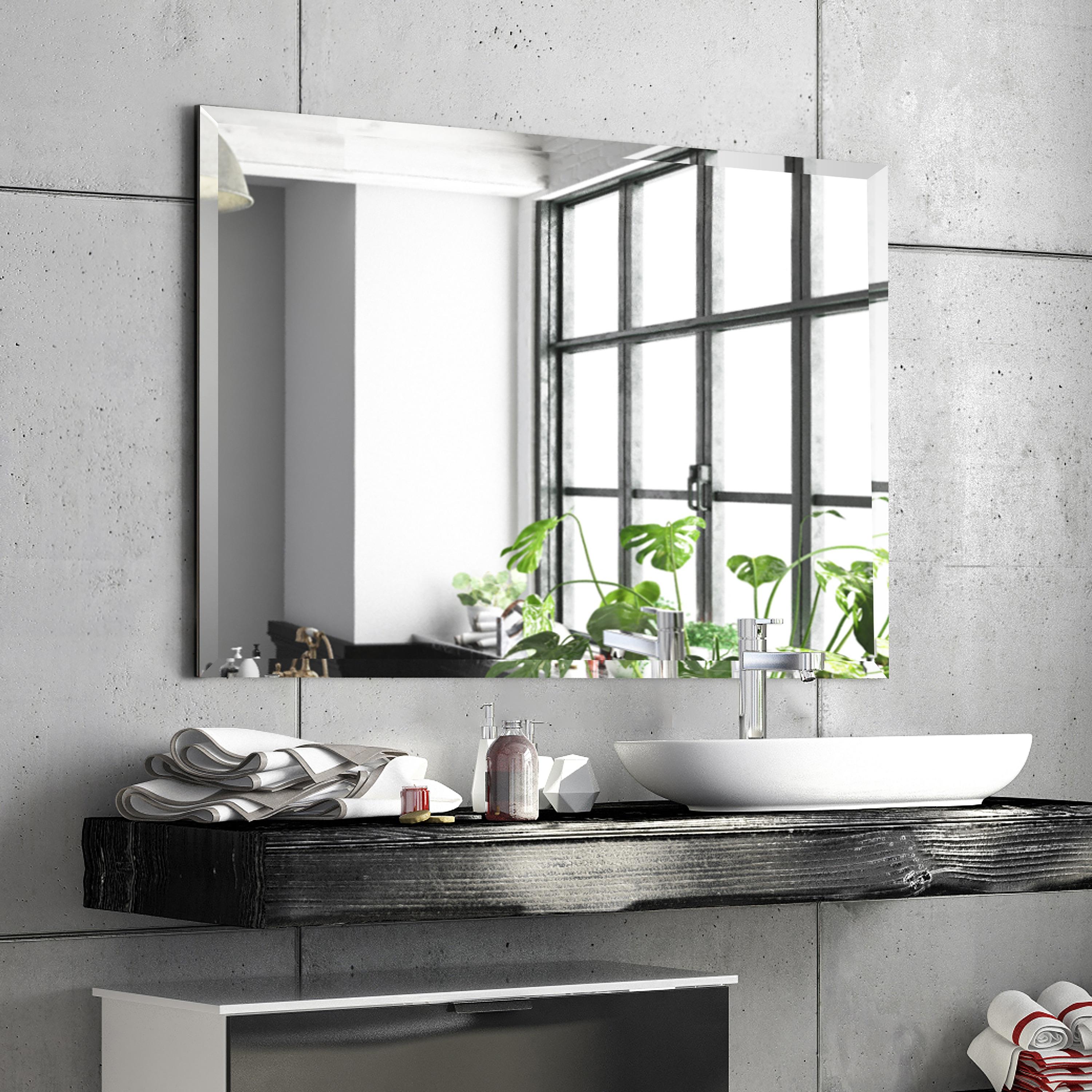 Empire Art Direct  30 x 40 in. Frameless Rectangular Wall Mirror with Beveled Prism Mirror Panels - 1 in. Beveled Edge