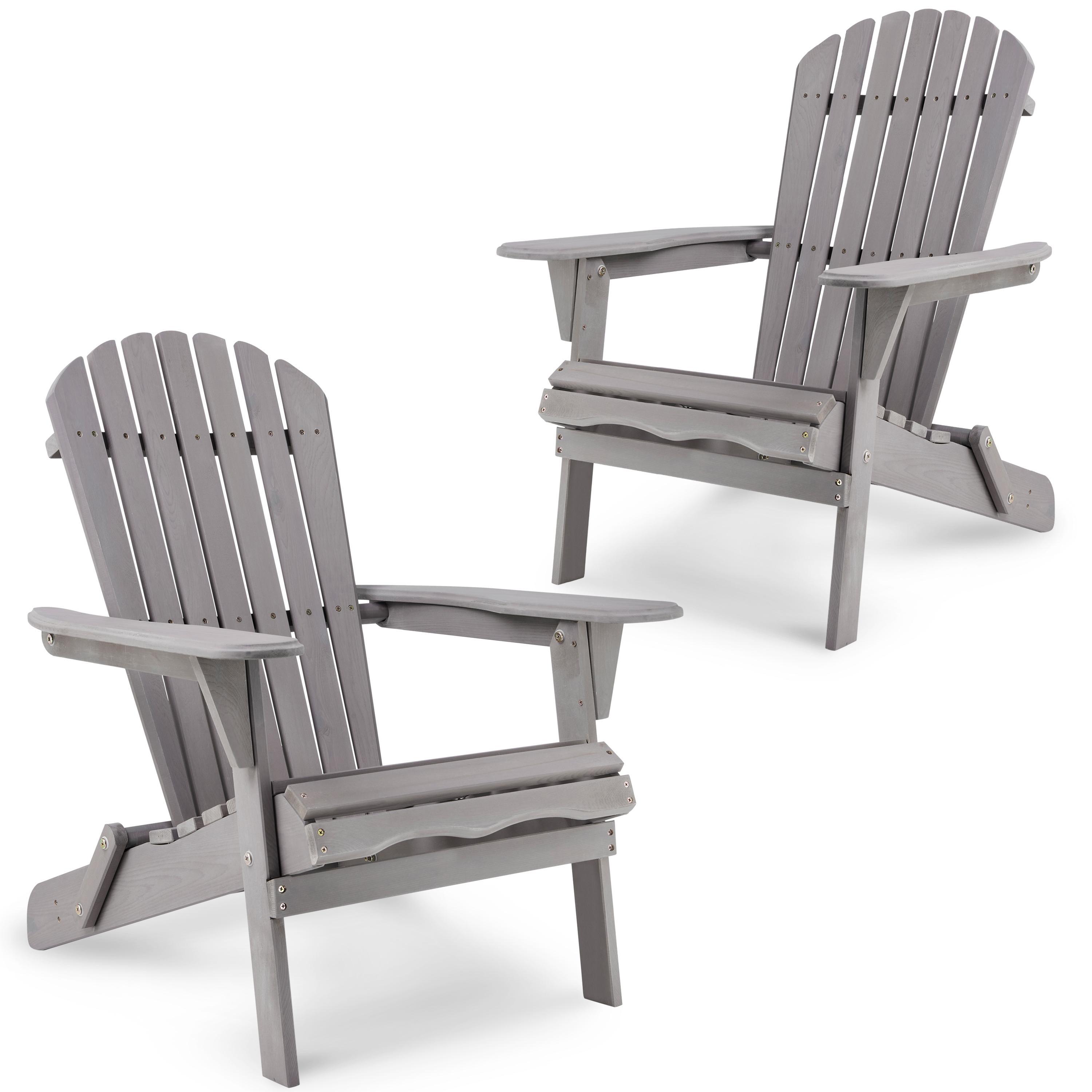 Triple Tree Wood Adirondack Folding Chairs - Set of 2, Gray