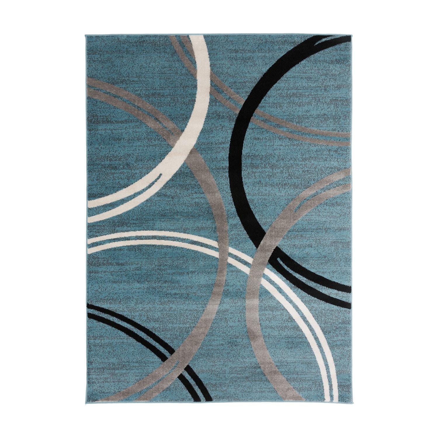 World Rug Gallery Contemporary Abstract Circles Design Blue 7'10" x 10'2" Area Rug