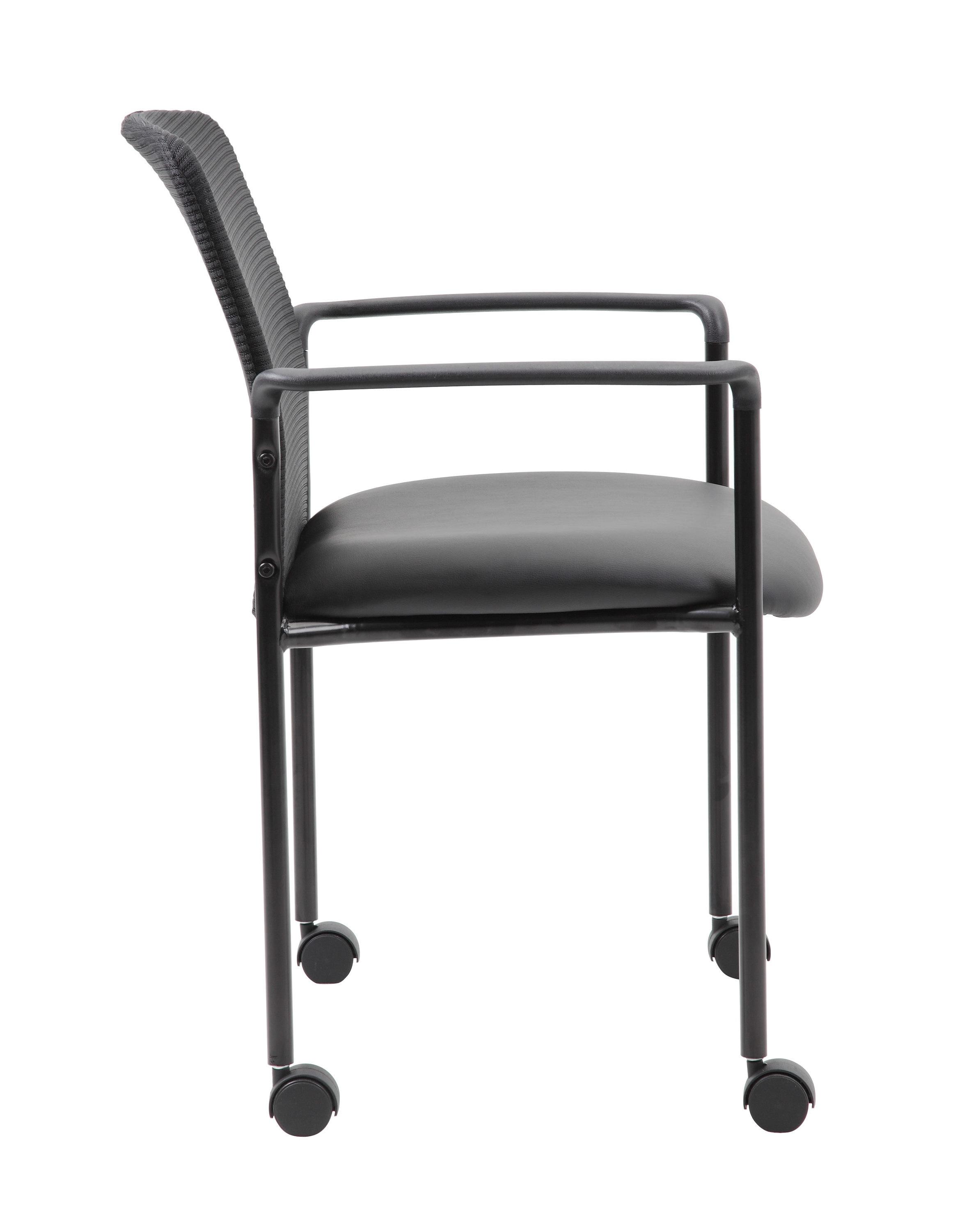 Mesh Guest Chair with Fixed Arms & Metal Frame - Boss Office Products: Stackable, Breathable Back