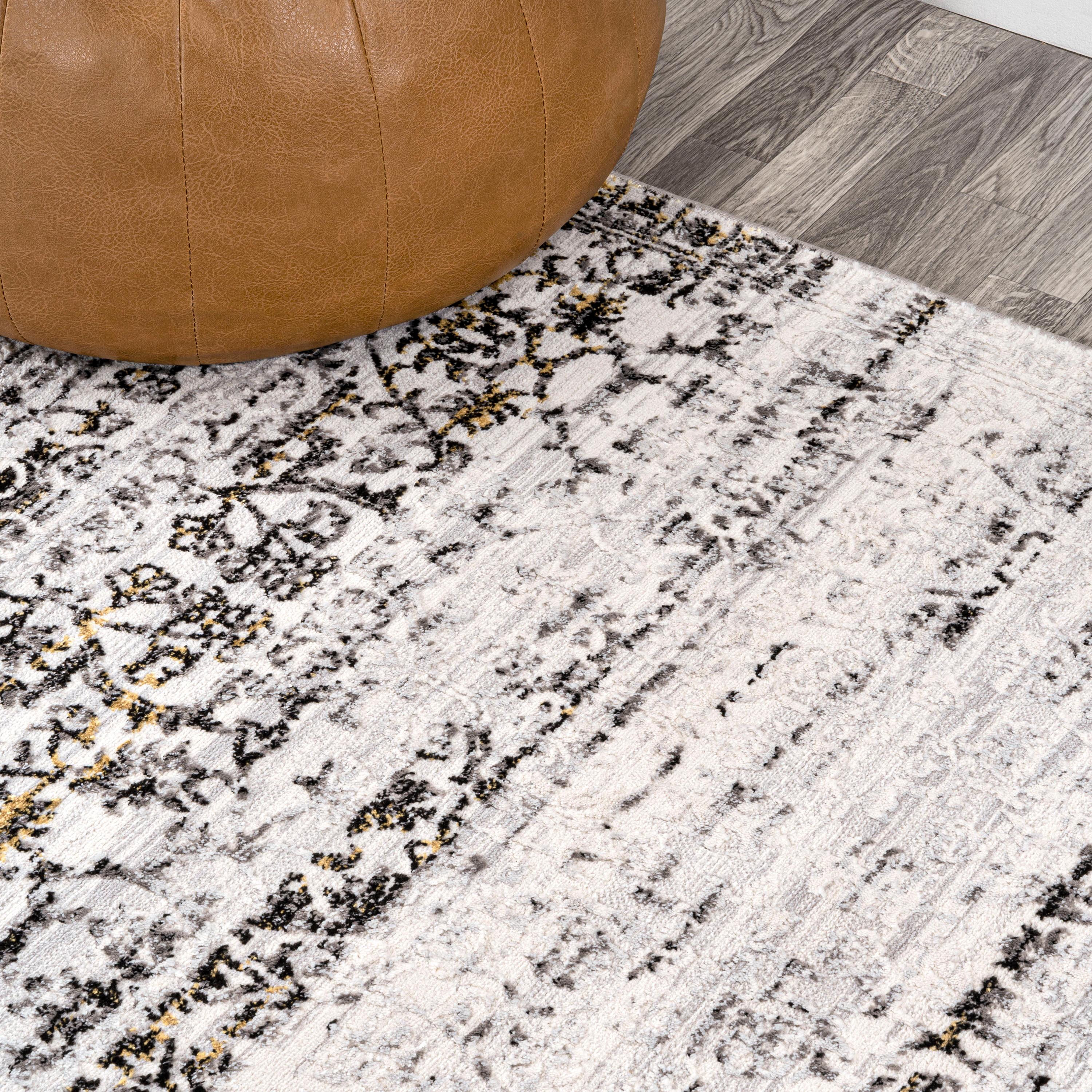 JONATHAN Y Tidal Modern Strie' Ivory/Black 3 ft. x 5 ft. Area Rug