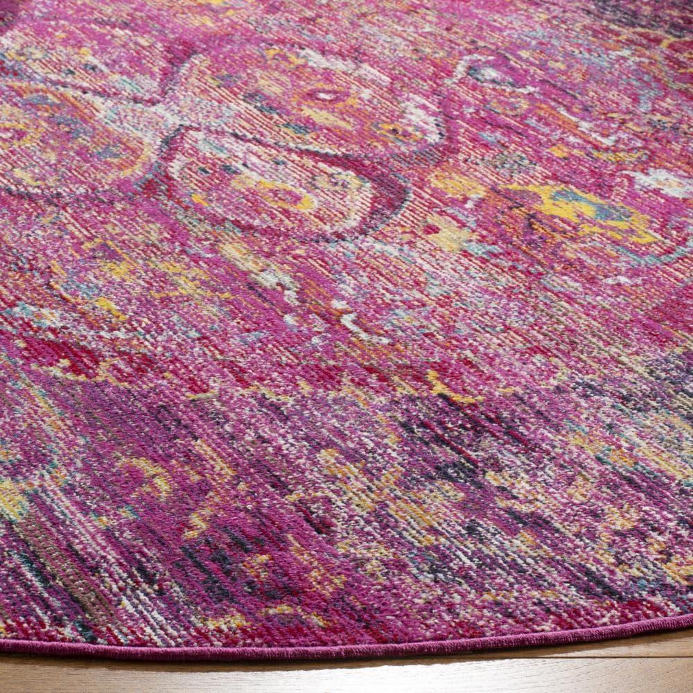 Crystal CRS512 Power Loomed Area Rug - Fuchsia/Purple - 7' Round - Safavieh.