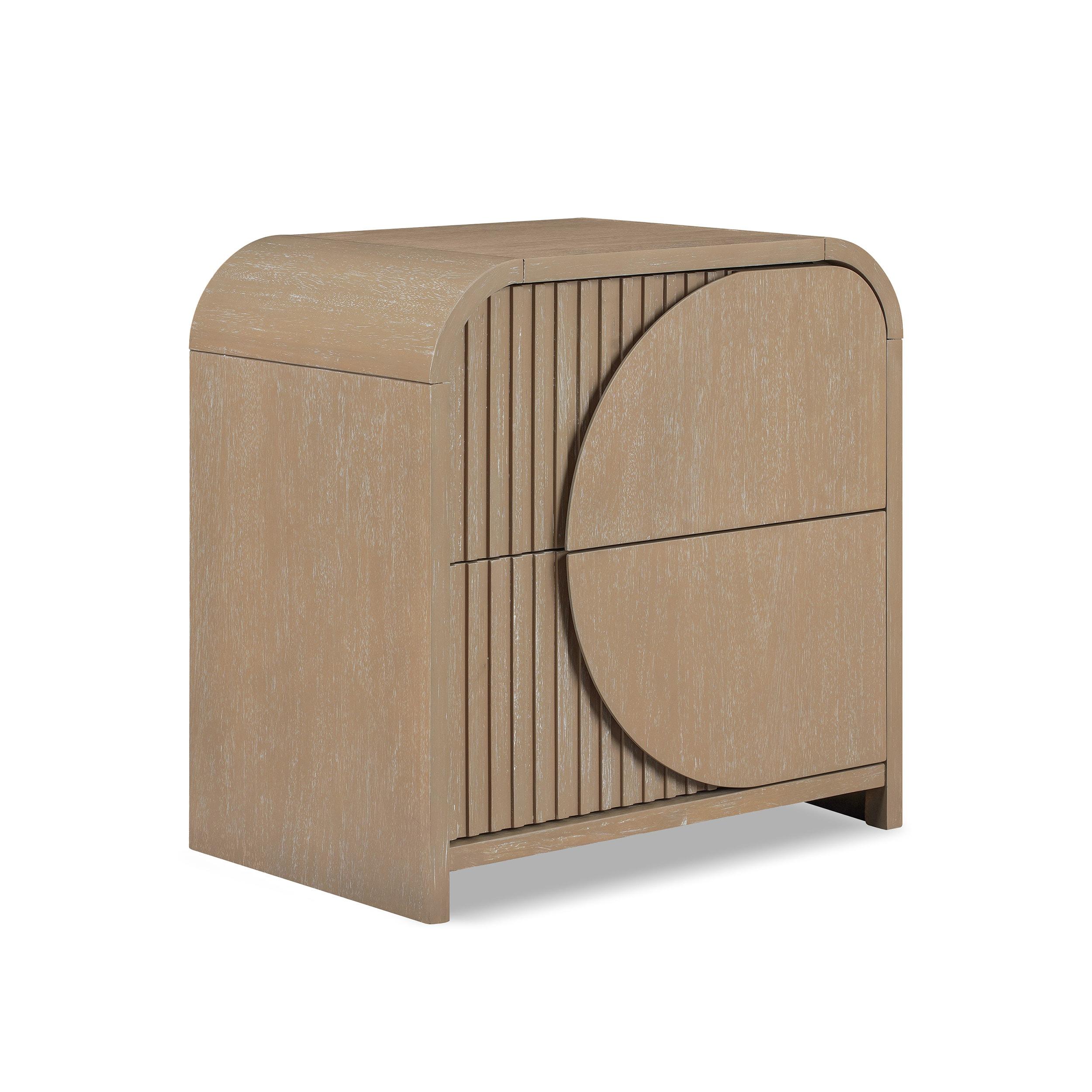 Furniture of America Tissen Modern Solid Wood 5-Piece Queen Bedroom Set with USB Ports, Reeded Panels, Curved Edges and Beveled Mirror, Box Spring Needed, Natural