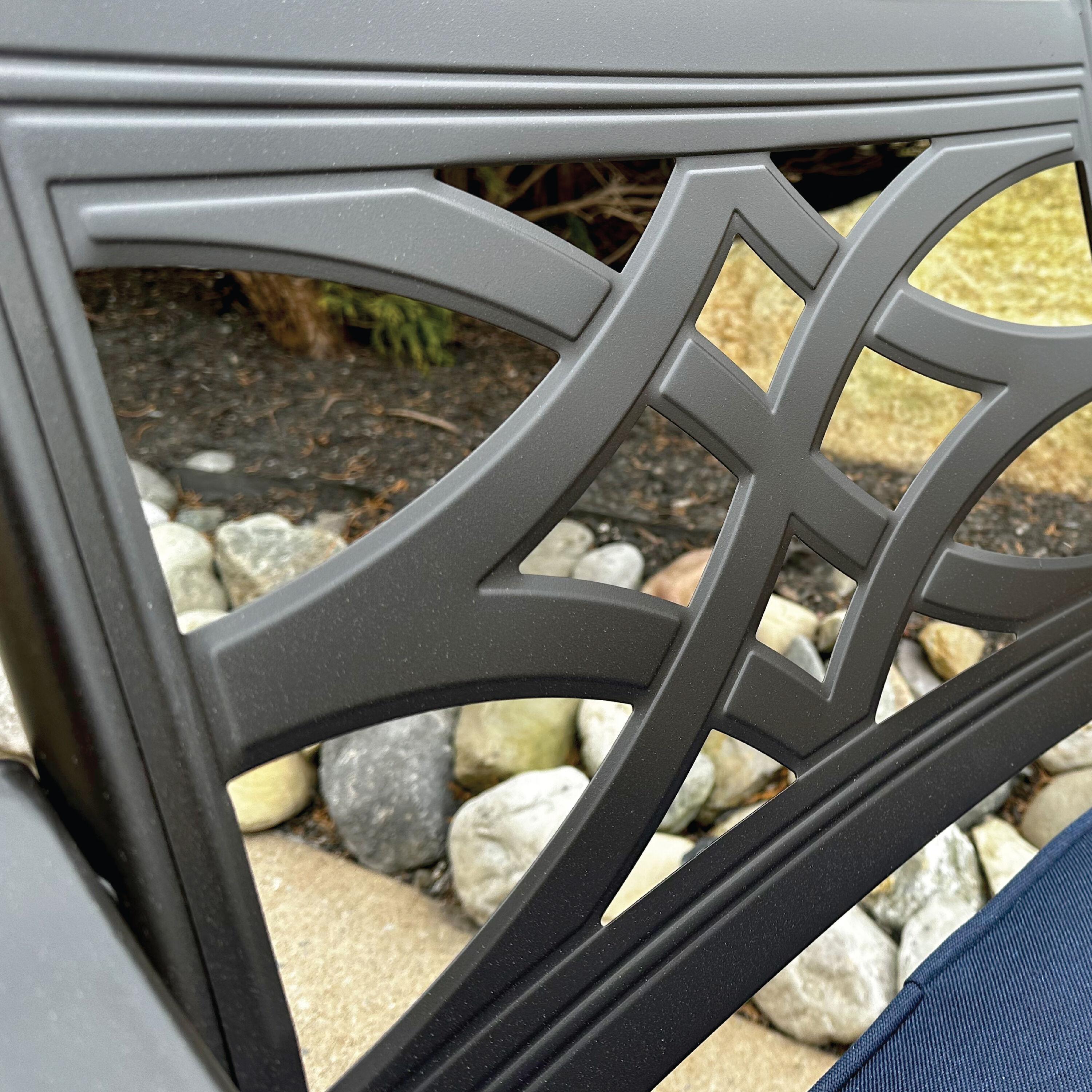 Hanover Montclair 9-Piece All-Weather Outdoor Patio Dining Set, 8 Swivel Rocker Chairs with Comfortable Seat and Lumbar Cushions, 84"x42" Stamped Rectangle Table, MCLRDN9PCSW8-NVY