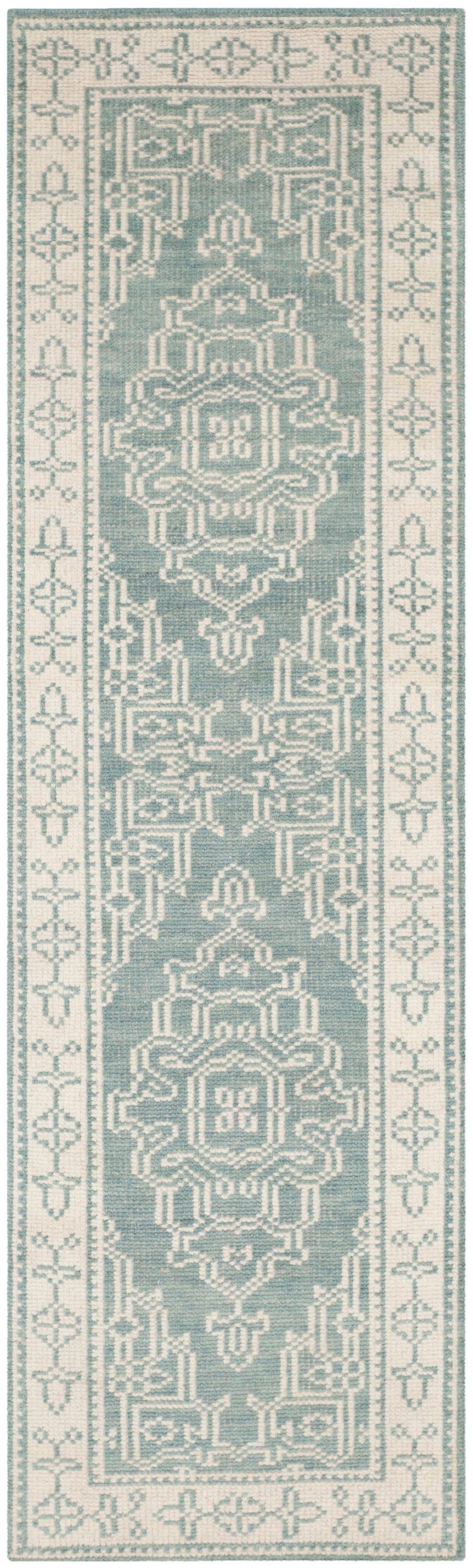 Kenya KNY638 Hand Knotted Runner Rug - Ivory/Blue - 2'3"x8' - Safavieh.