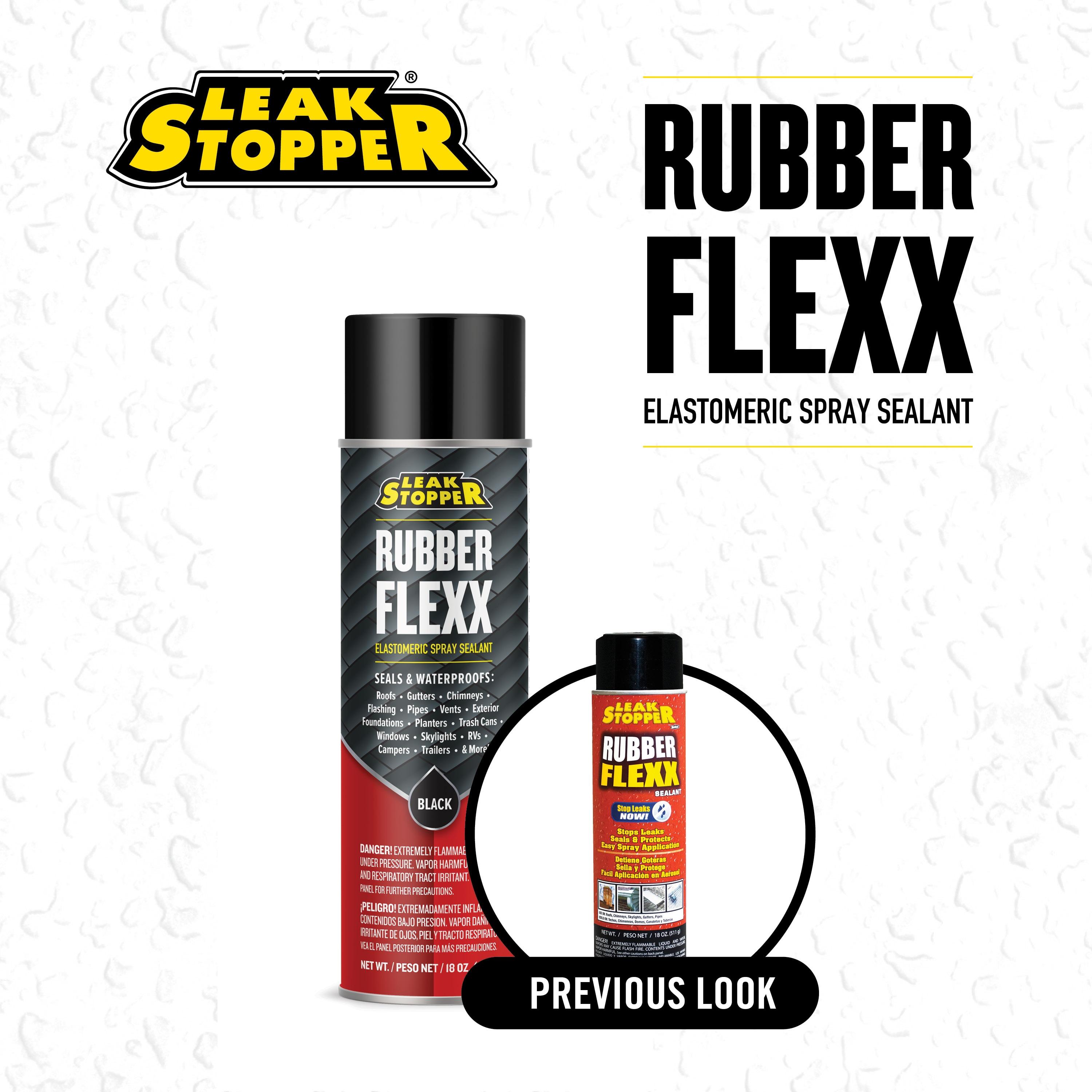 Leak Stopper Rubber Flexx - 15oz Waterproof Repair & Sealant Spray, Black, 1 Pack
