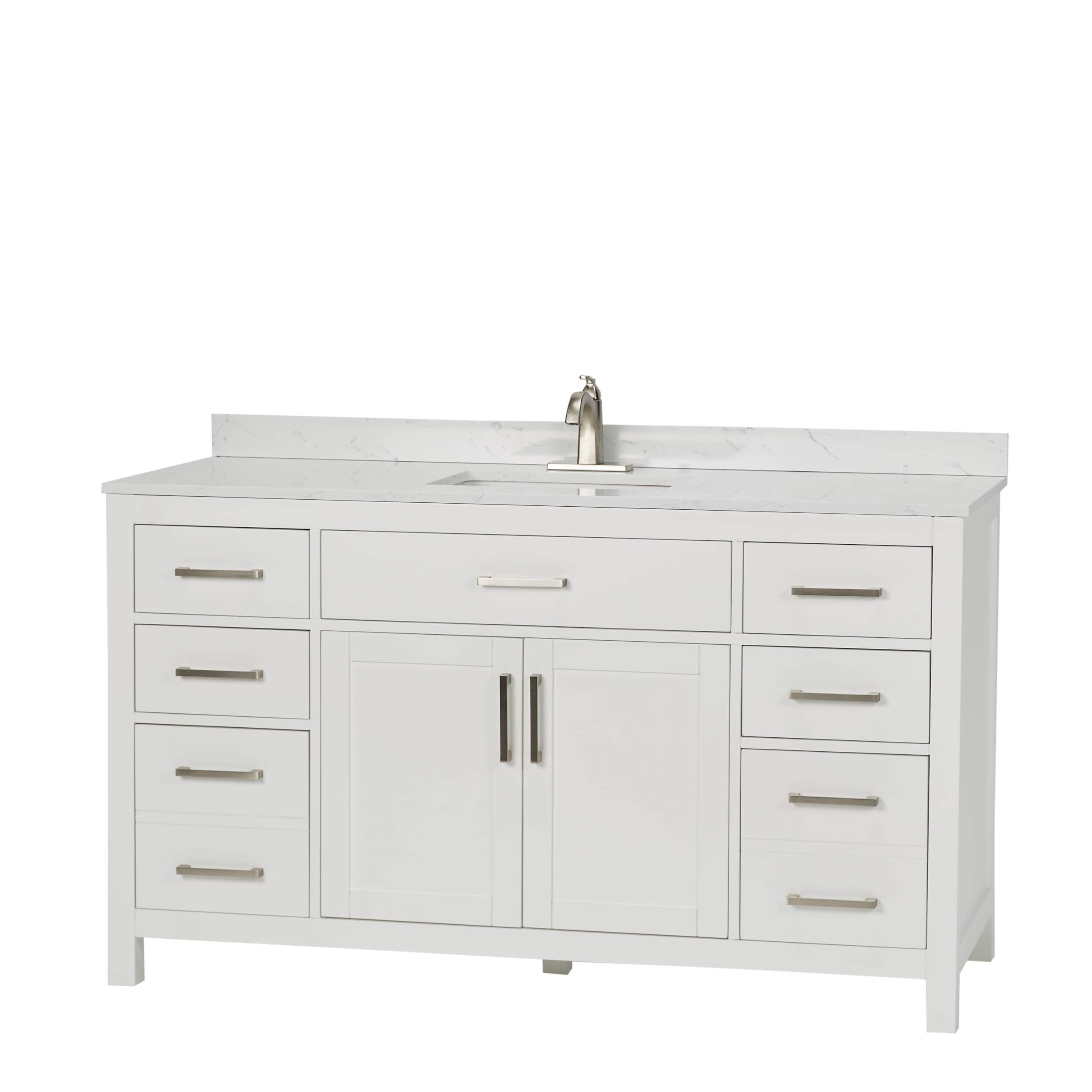 Beckett 60" Freestanding Single Bathroom Vanity with Cultured Marble Top