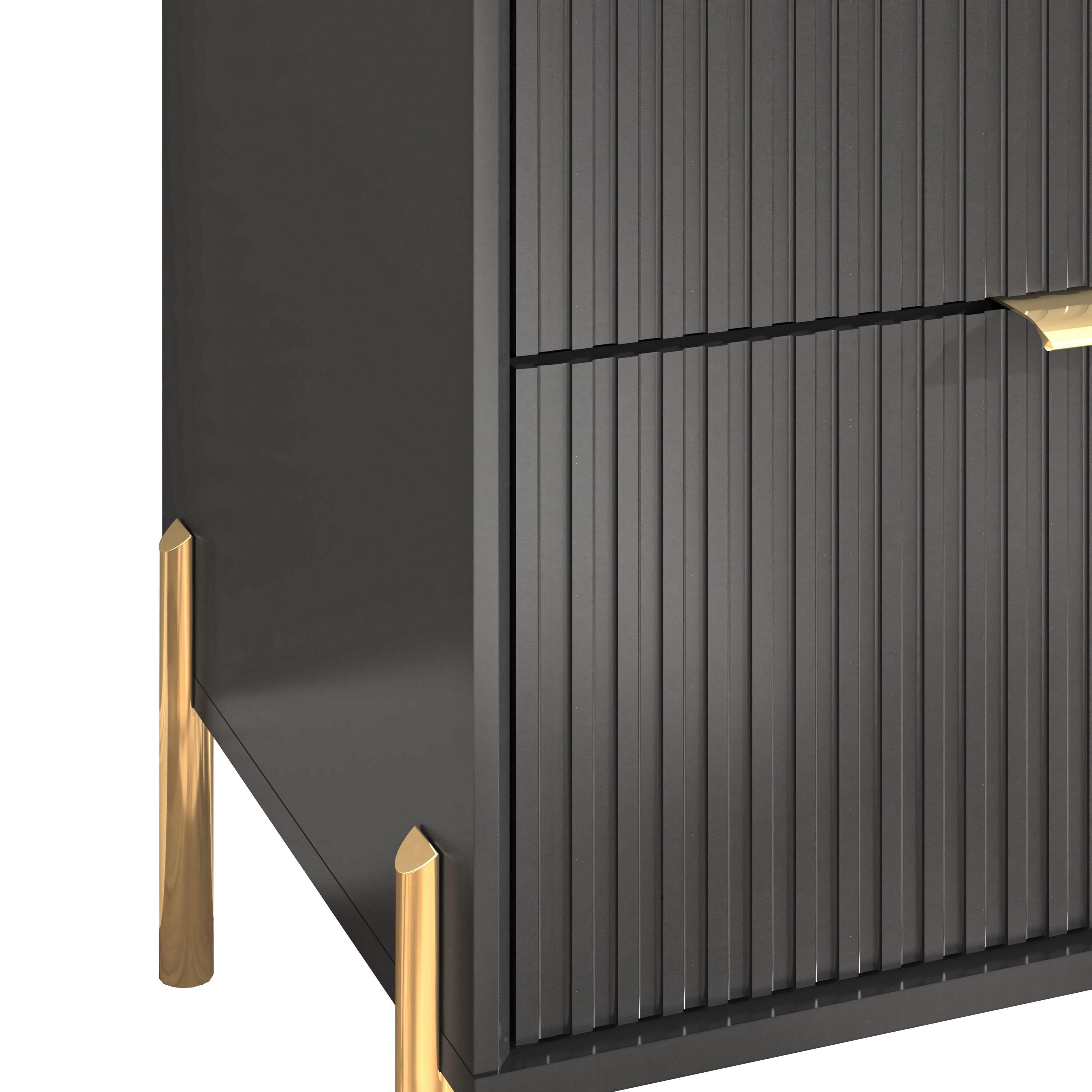 Festivo 5 Drawer Chest of Drawers Black: Modern Vertical Dresser, MDF Construction, Includes Anti-Tip Hardware