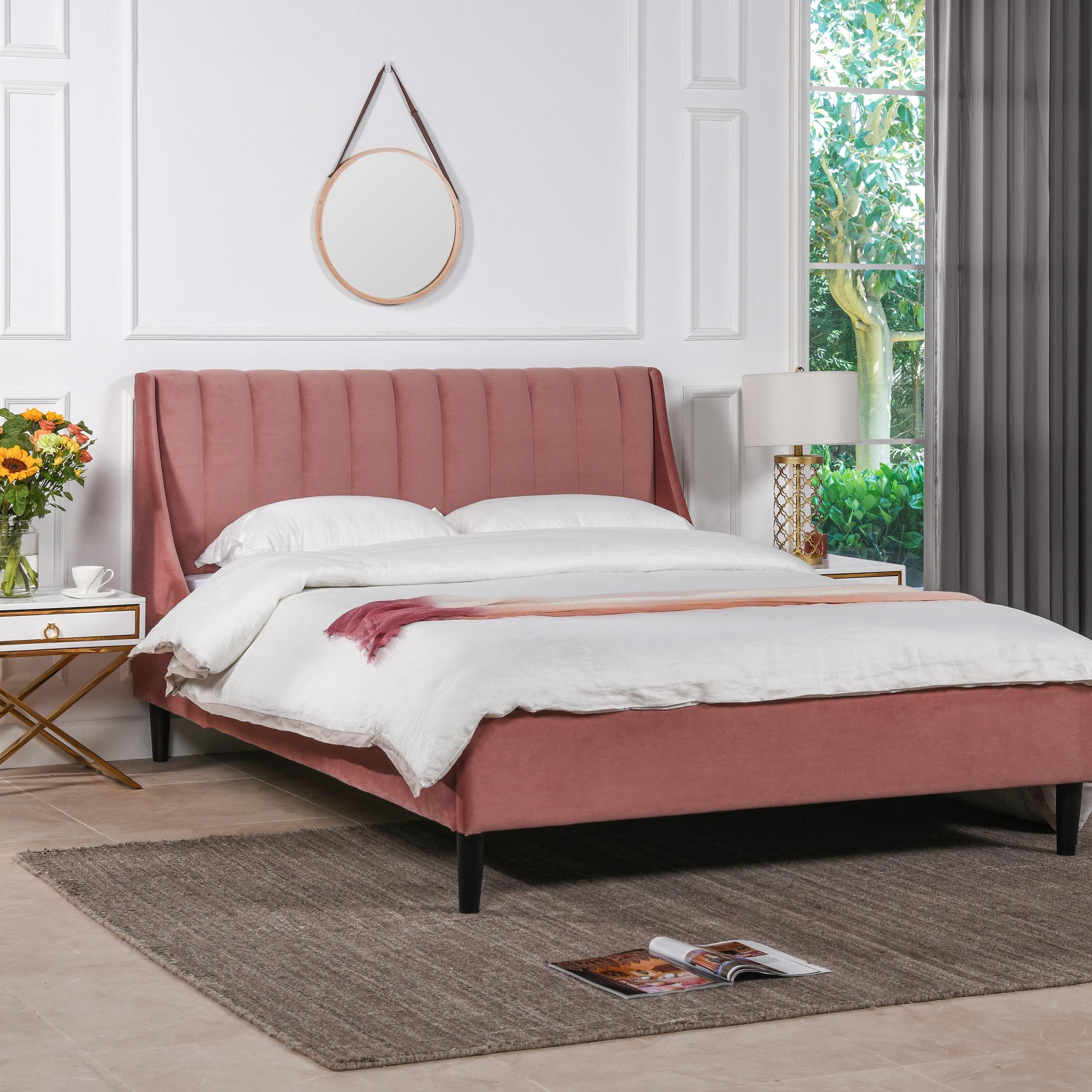 Sandy Wilson Home Aspen Upholstered Platform Bed Queen Ash Rose