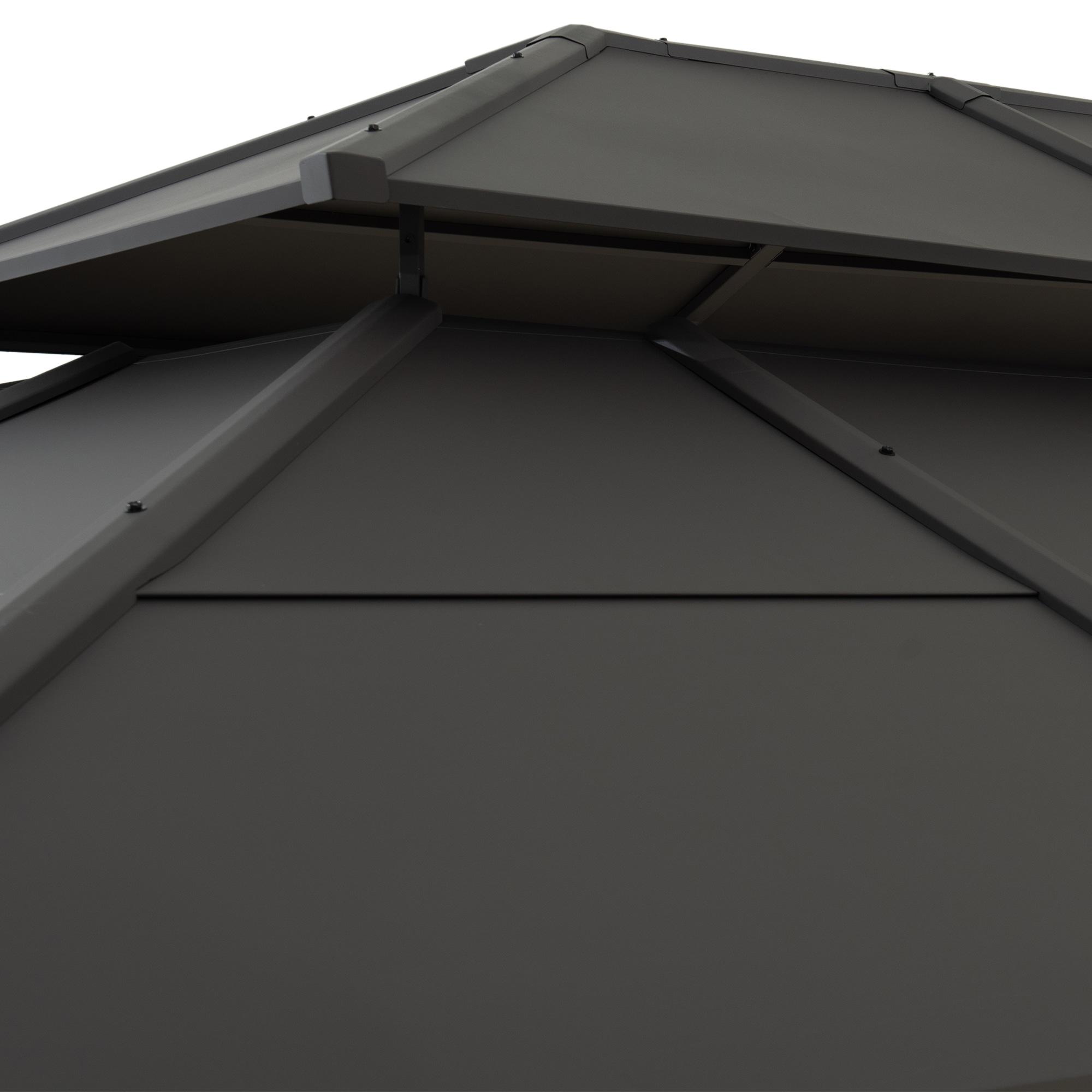 Sunjoy Sunjoy Hardtop Gazebo 12 x 16 ft. Outdoor Gazebo, Heavy Duty Steel Frame Gazebo, Double Tiered Metal Gazebo with Ceiling Hook and Removable Netting Sidewalls