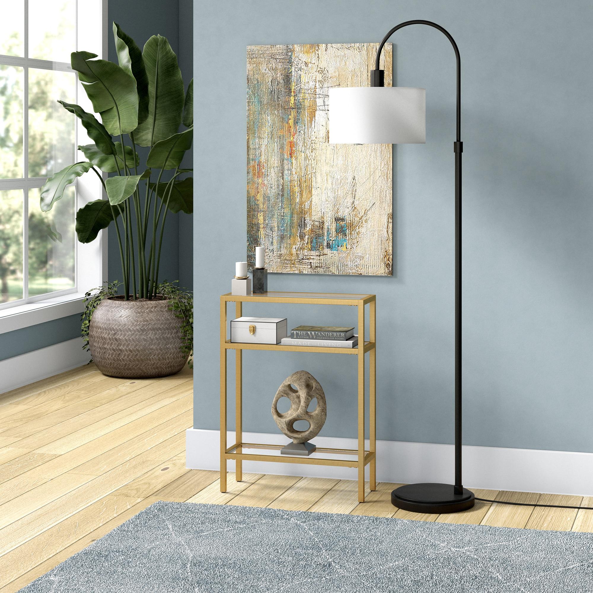 Evelyn&Zoe Sivil 22" Wide Rectangular Console Table, Brass