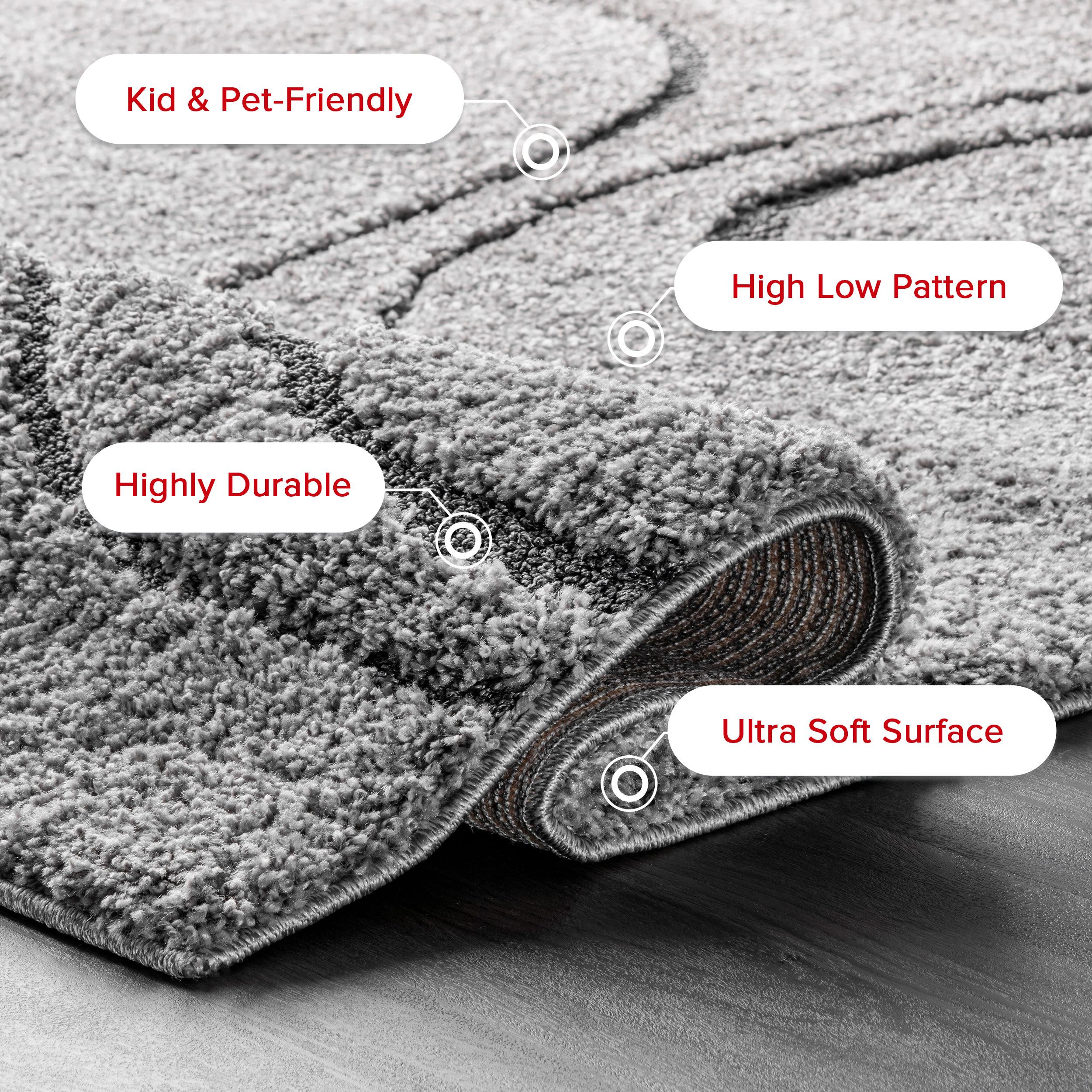 Nuloom Carolyn Abstract 4x6 Shag Indoor Area Rug for Living Room Bedroom Dining Room Nursery, Dark Grey