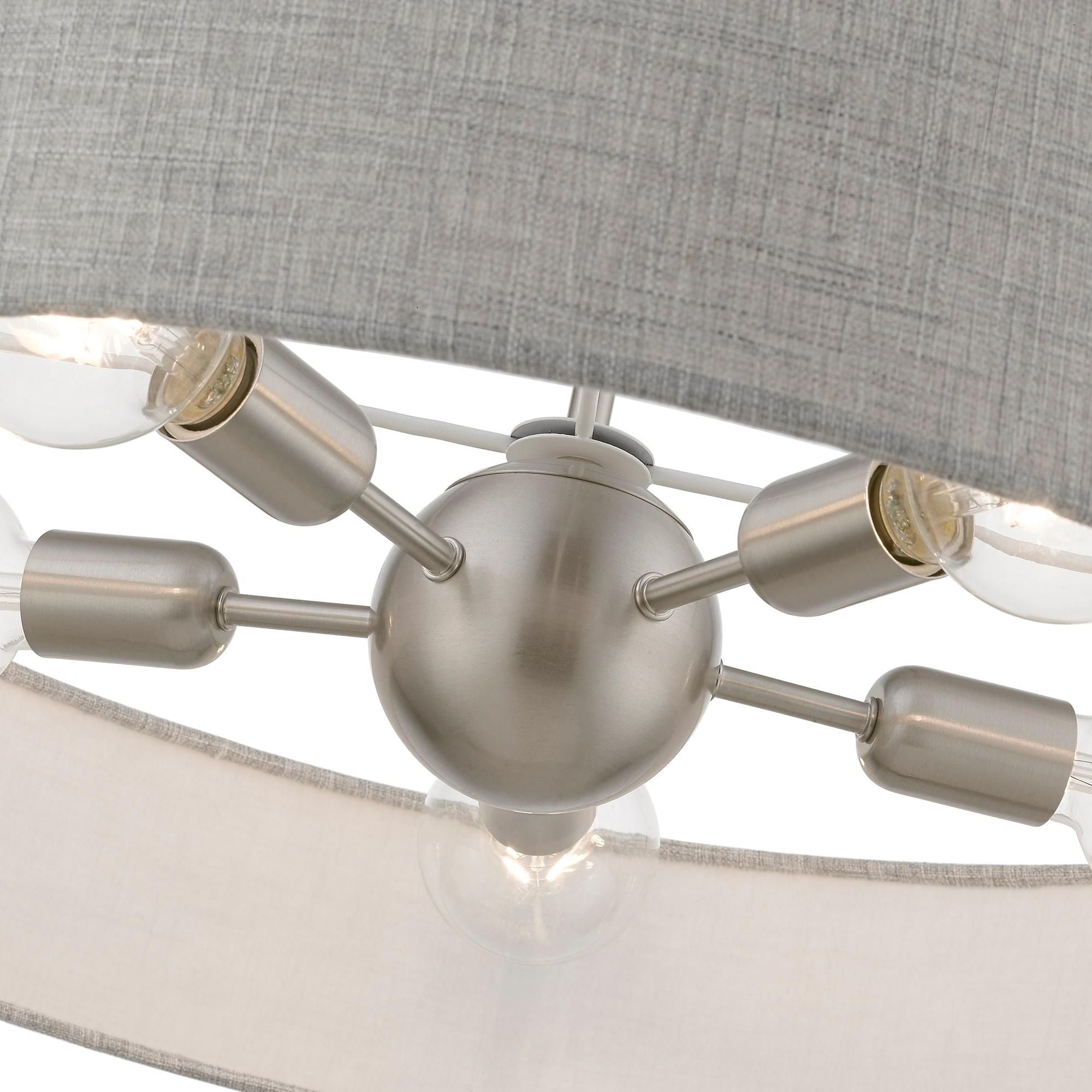 Livex Lighting Elmhurst 5 - Light Pendant in Brushed Nickel/Shiny White