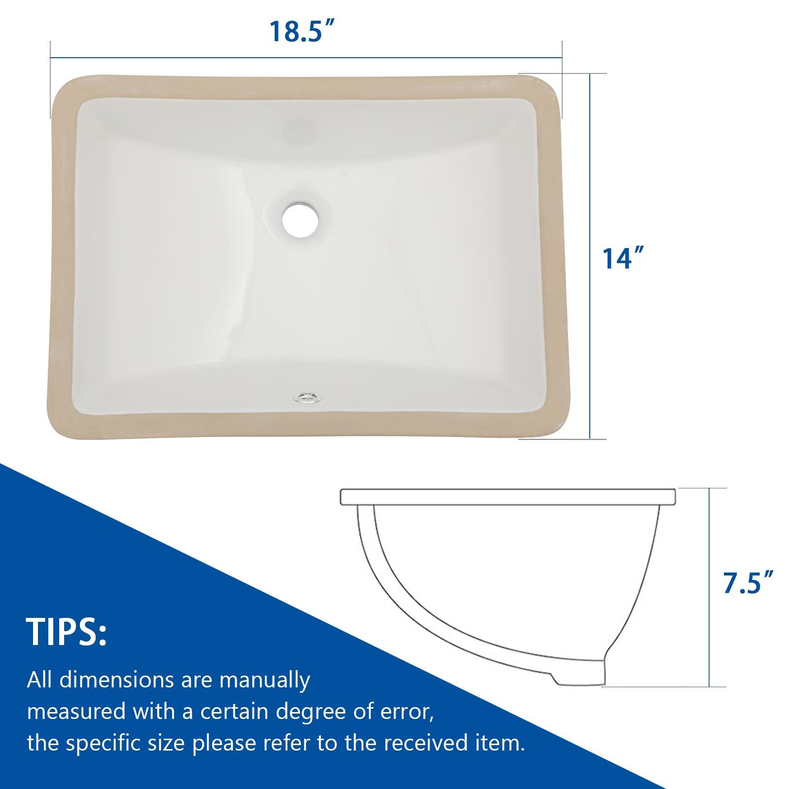 Myhomekeepers 18.5"x14" Ceramic Rectangular Undermount Bathroom Sink