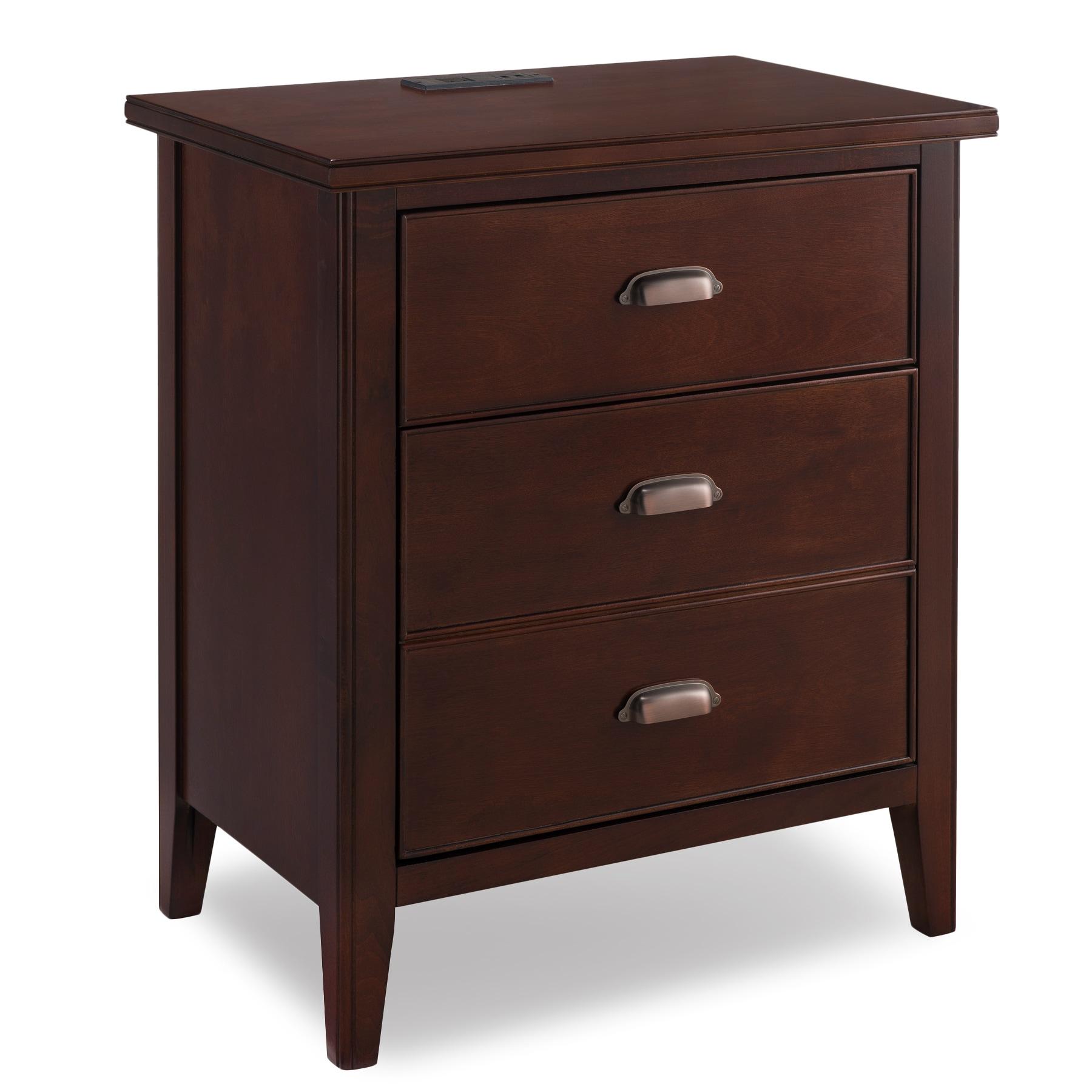 Leick Home 10522 Laurent Nightstand with Drawer, Door with USB-C Fast Charging Station and AC/USB Outlet, Chocolate Cherry