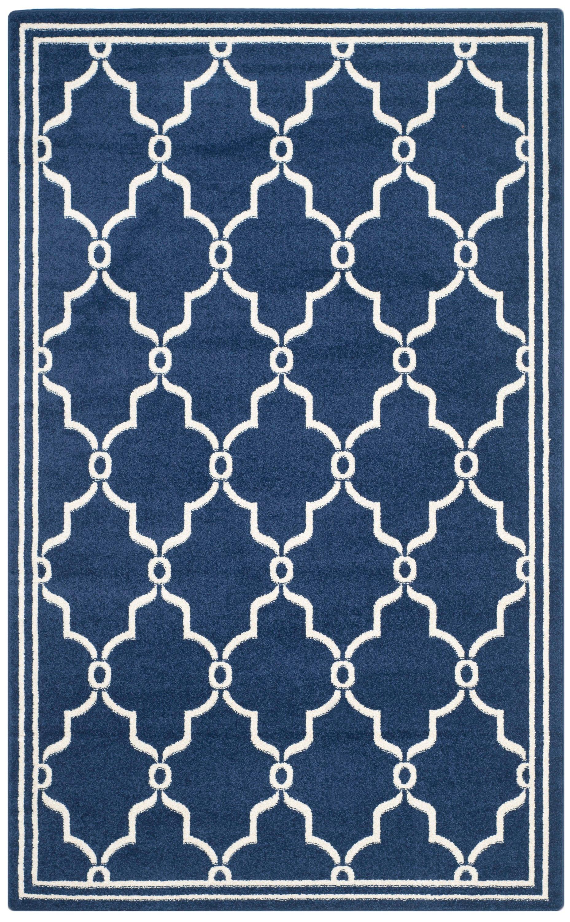 Amherst AMT414 Power Loomed Indoor Area Rug - Navy/Beige - 6'x9' - Safavieh