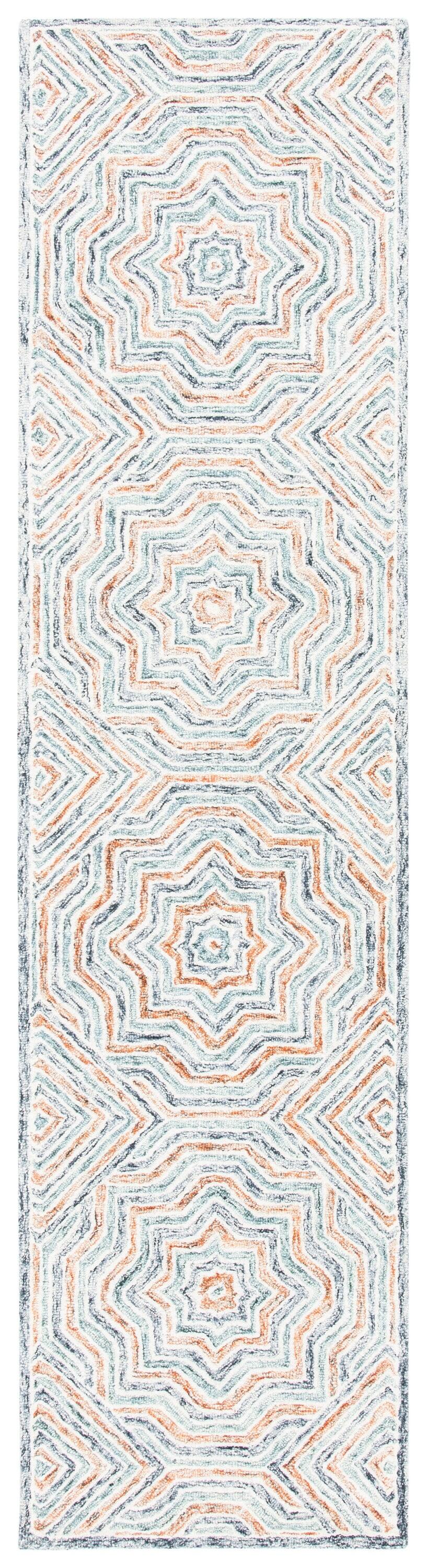 Capri CPR215 Tufted Indoor Runner Rug - Blue/Rust - 2'3"x9' - Safavieh
