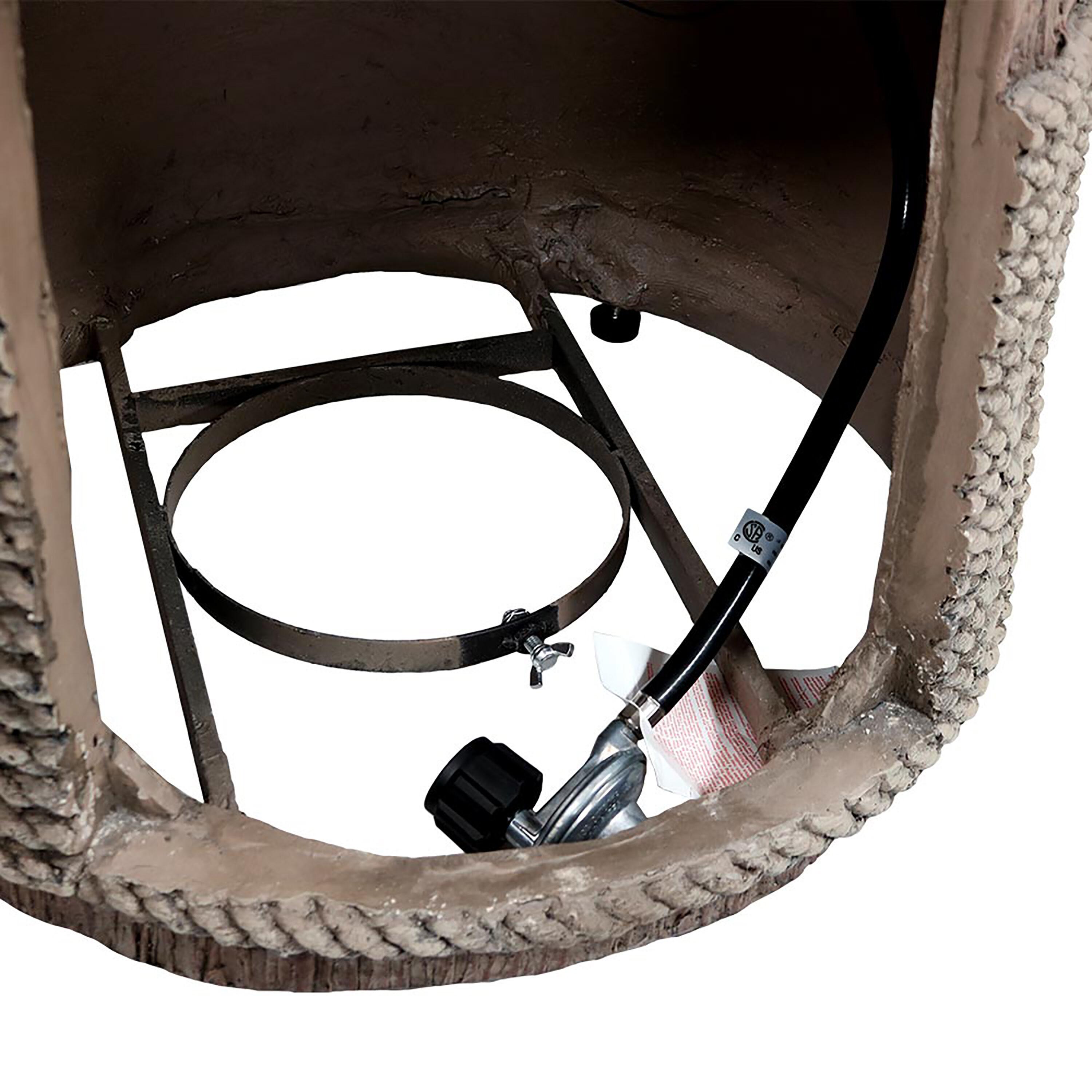 Sunnydaze Rope and Barrel Design Propane Gas Patio Fire Pit Table Kit with Lava Rocks - 29" Diameter