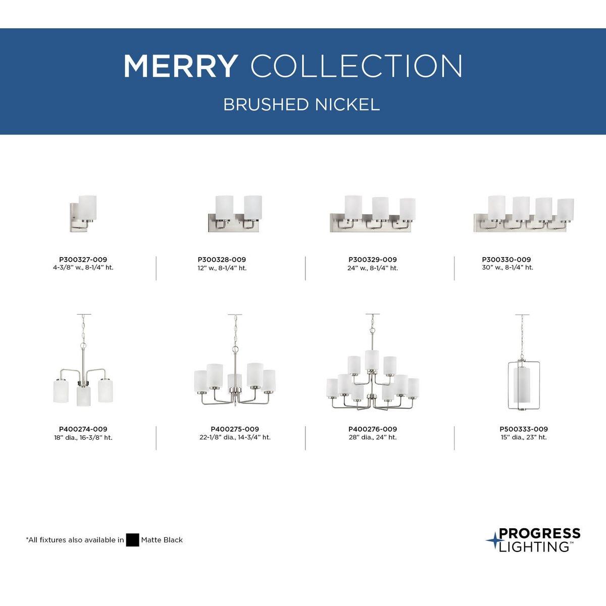 Progress Lighting Merry Collection 2-Light Brushed Nickel Etched Glass Transitional Bath Vanity Light