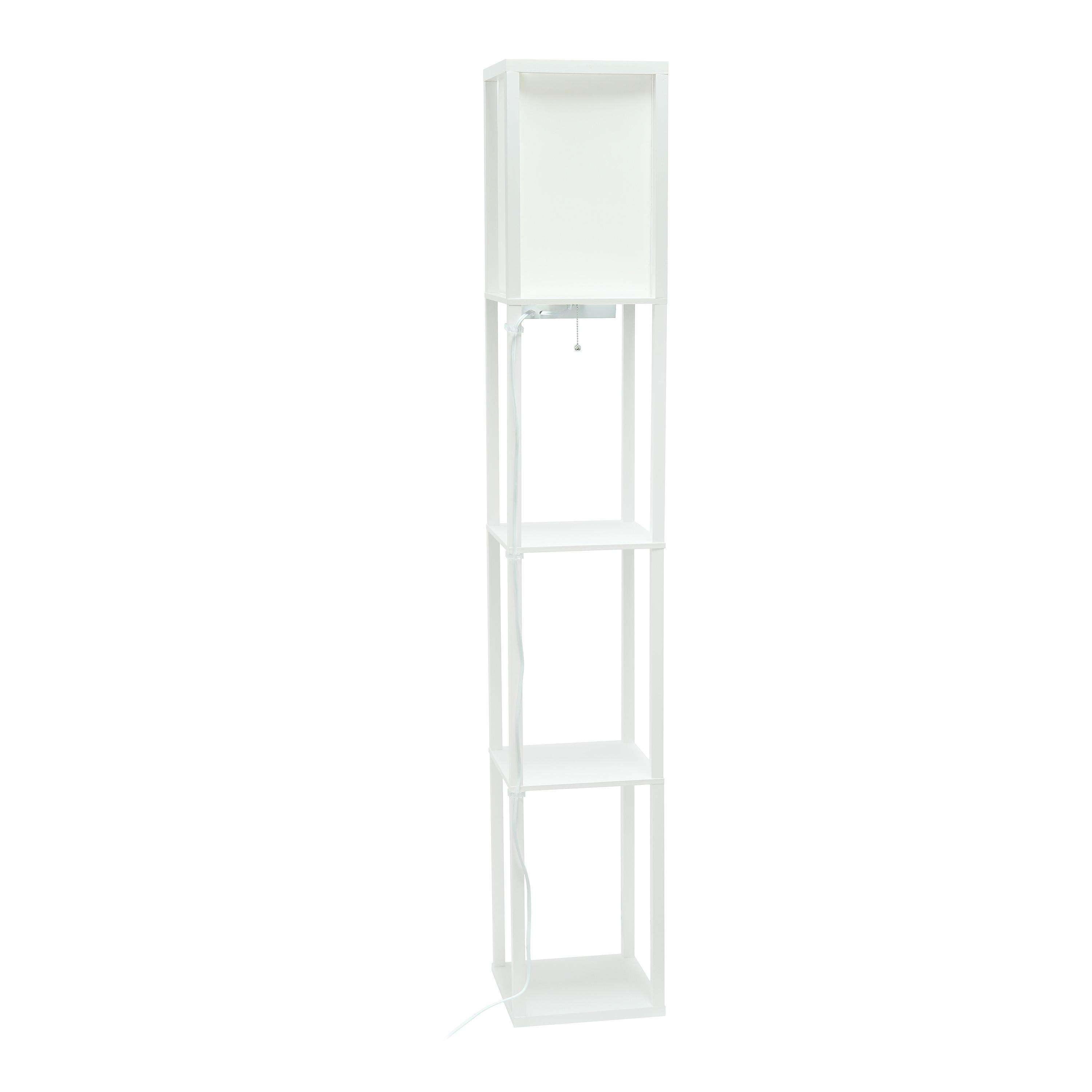 Creekwood Home Classix 62.5" 3-Tier Storage Floor Lamp with Charging Ports and Outlet White
