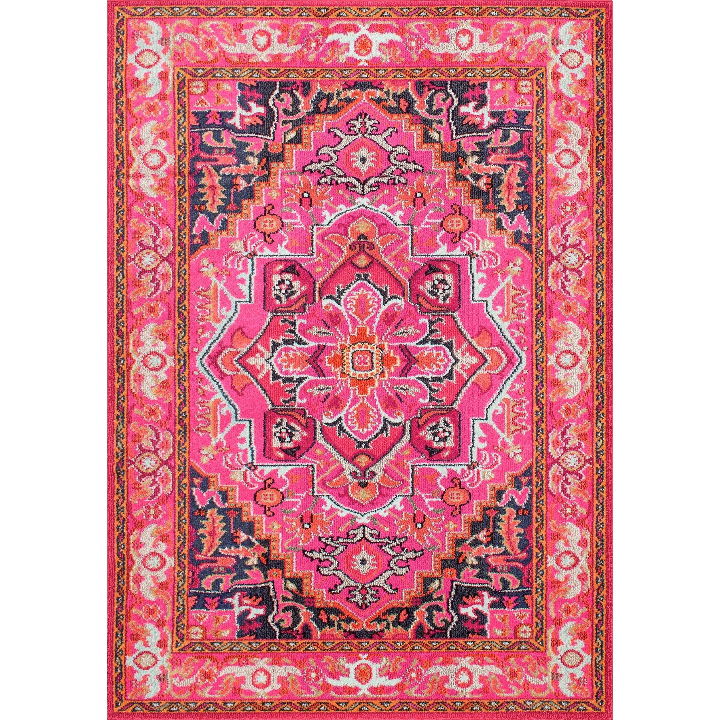 4'x6' Vintage Mackenzie Area Rug Pink - nuLOOM: Medallion Pattern, Low Pile, Indoor, Machine Made, Jute Backing