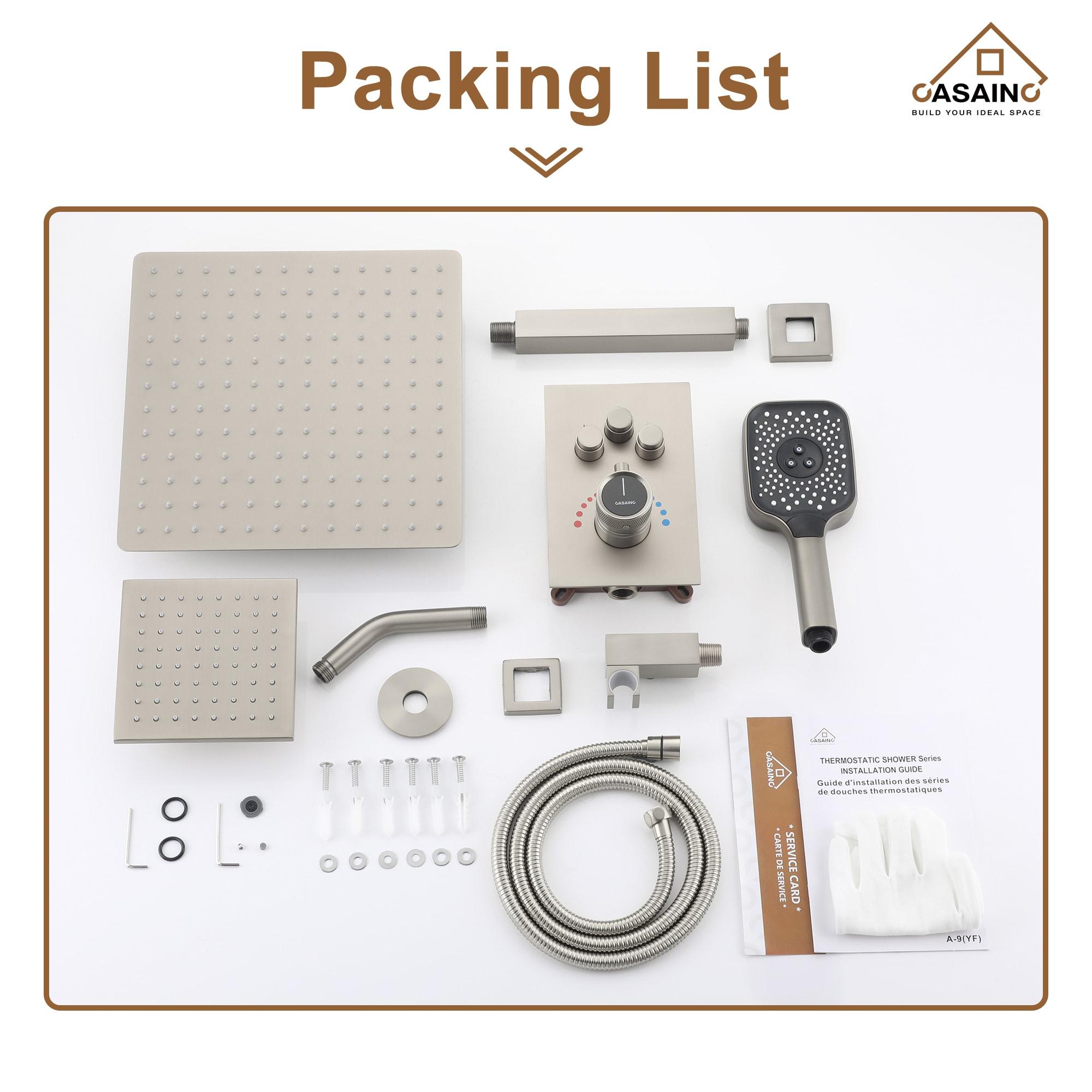 Rainfall Symphony 12inch 3-Function Dual Shower Head Thermostatic Shower System with 3 Sprays Handheld