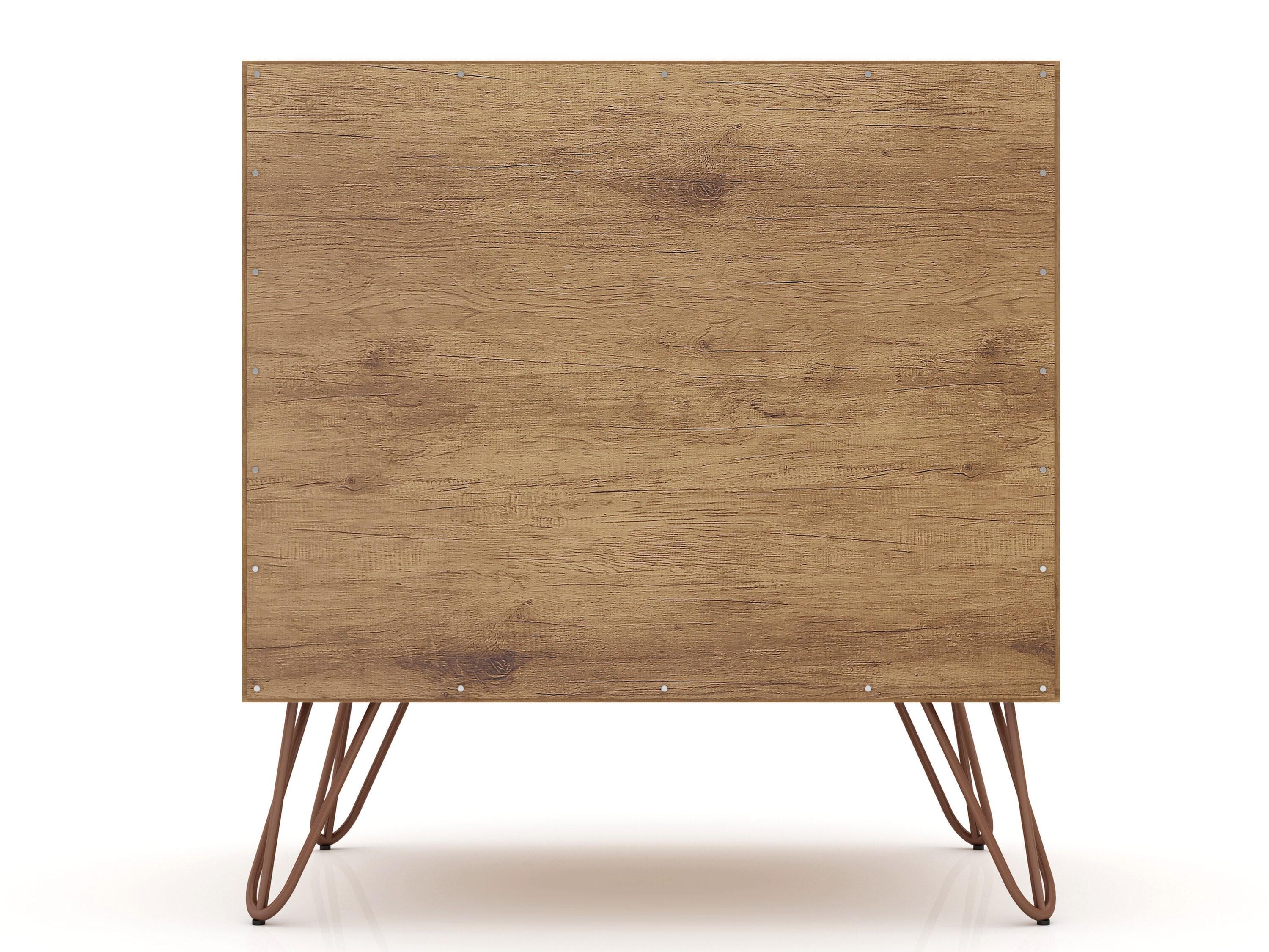 2.0 Rockefeller Nightstand Natural/Rose Pink - Manhattan Comfort: Modern MDF Bedside Storage with Metal Glides