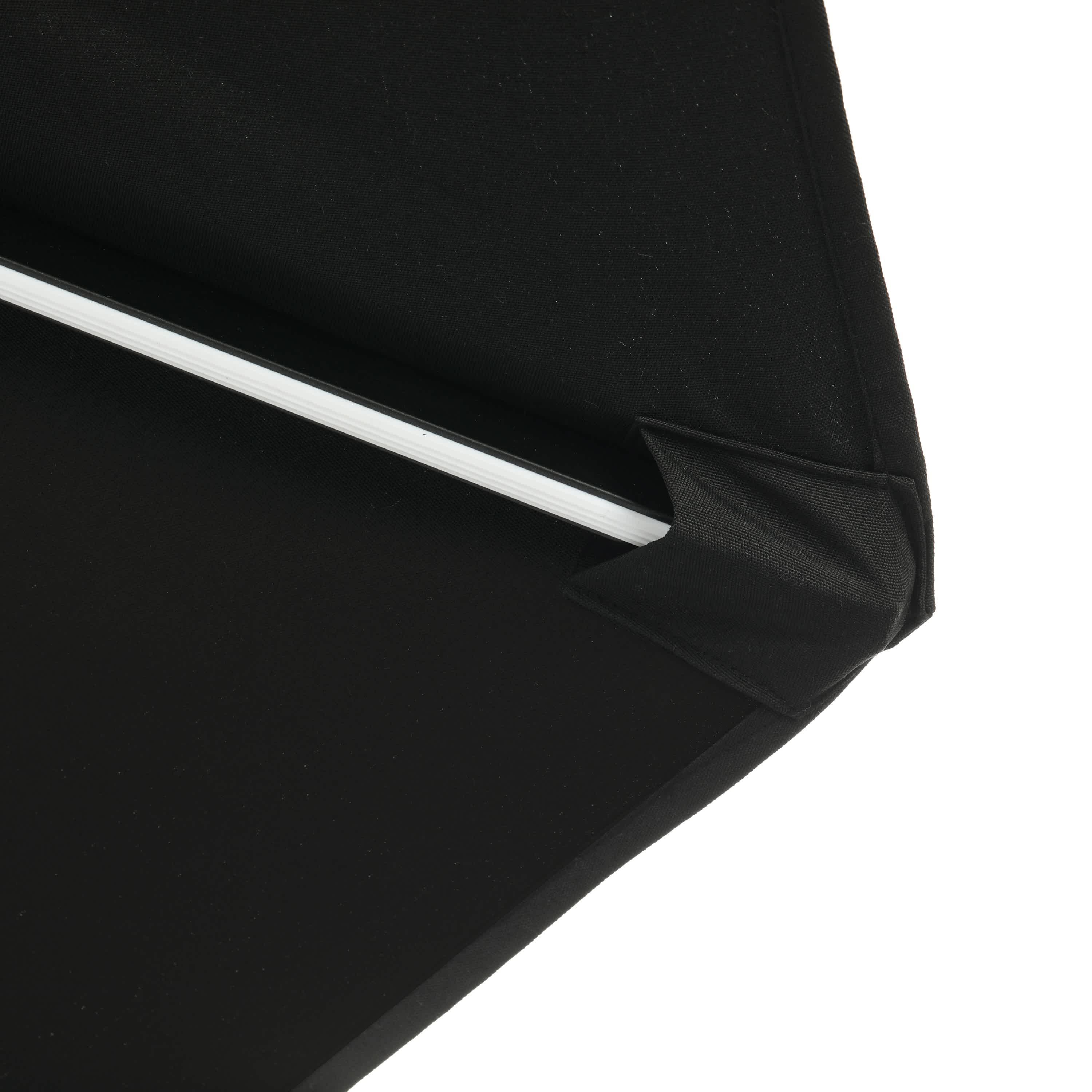 9' x 9' Mirage II Fiesta Market Patio Umbrella with Solar LED Tube Lights Black - Island Umbrella: Weatherproof, UV Protection, Crank Lift