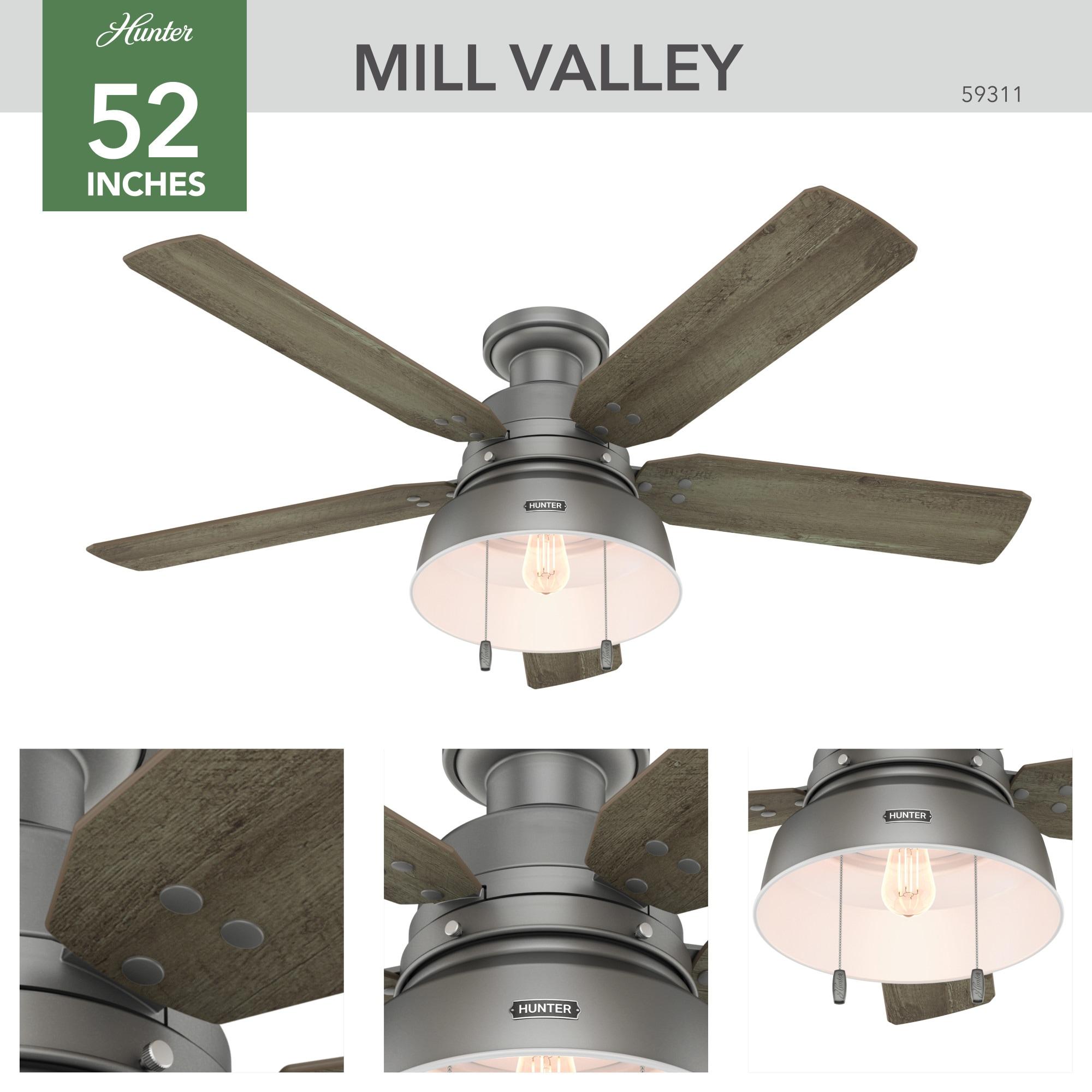 52" Mill Valley 5-Blade Outdoor Ceiling Fan with Light Kit