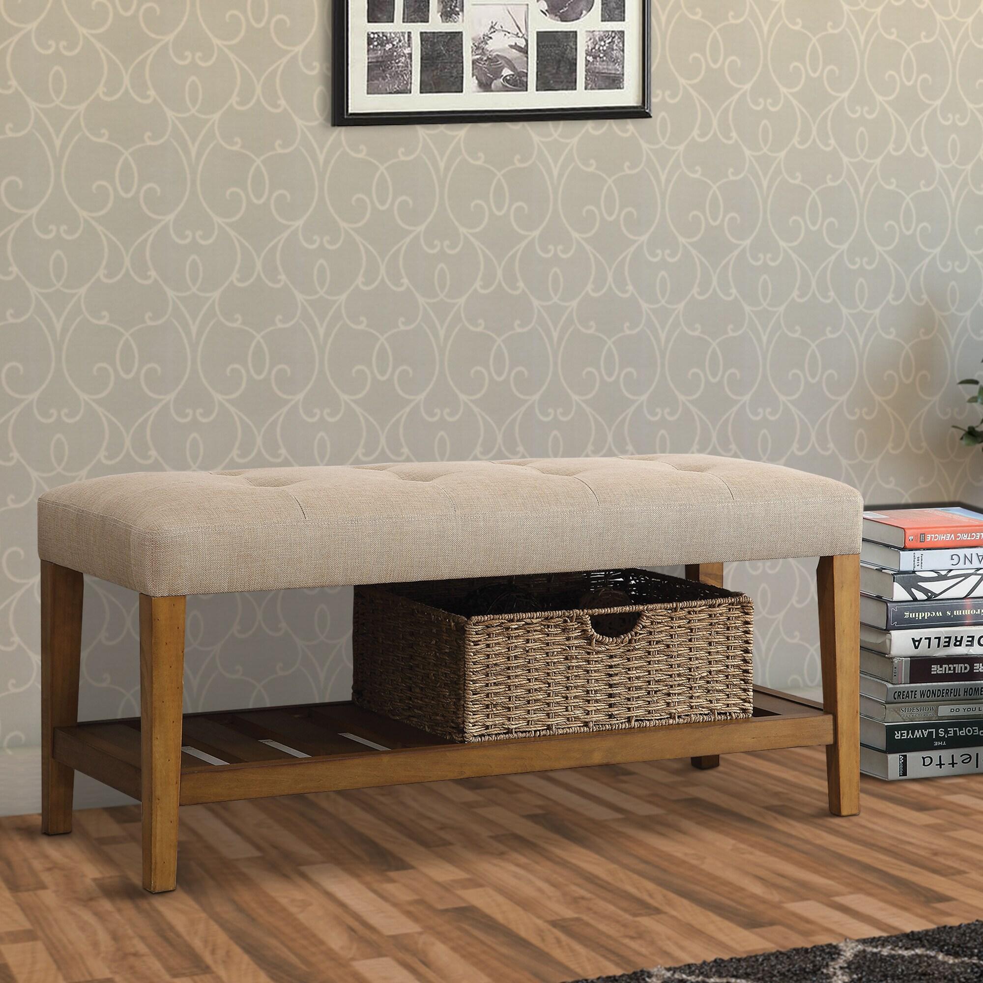 Benzara Wooden Backless Bench